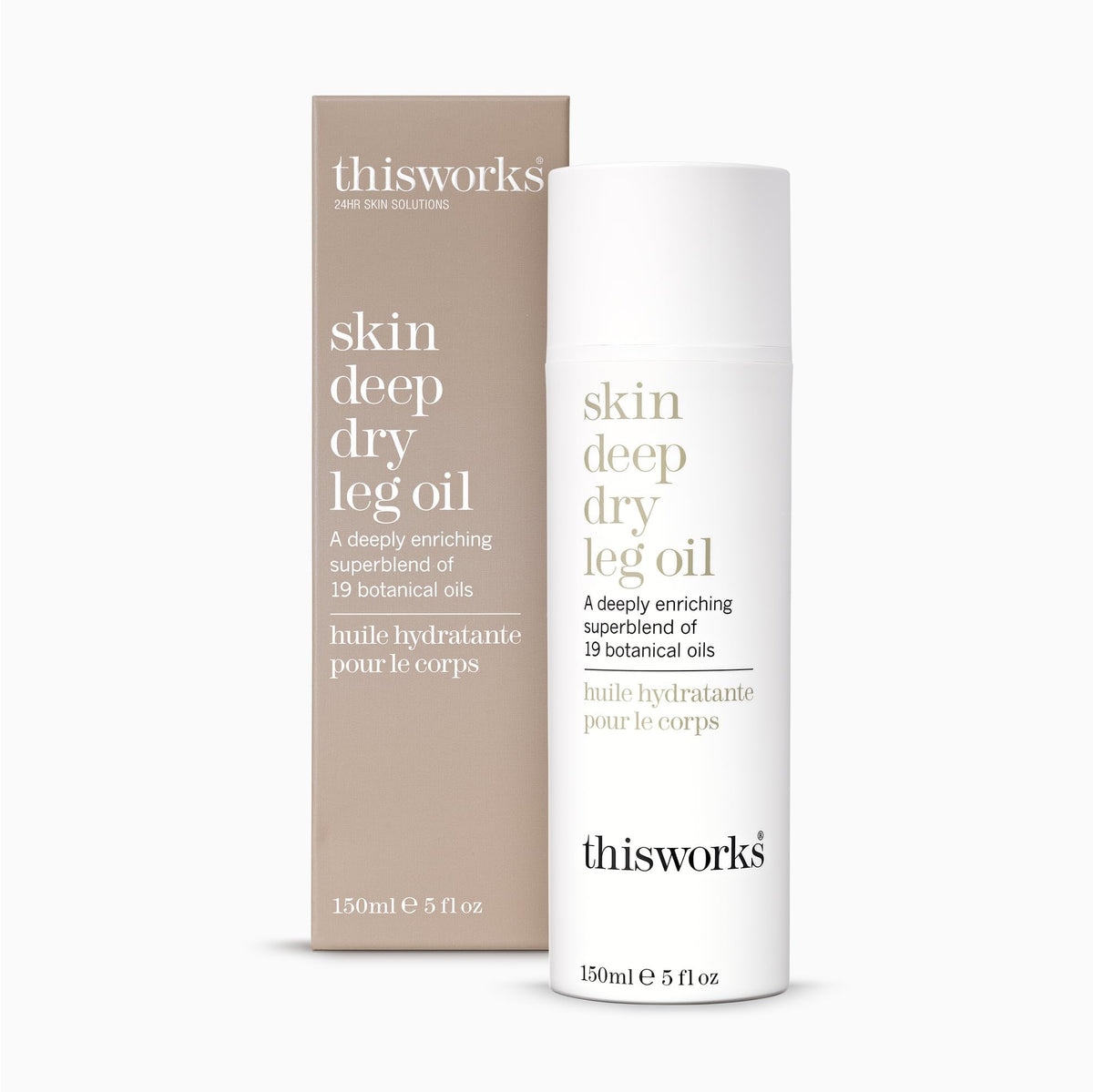 This Works Skin Deep Dry Leg Oil, 150 ml - Body Oil for Dry Skin - Nourishing Body Moisturiser Enriched with 19 Essentials Oils including Sandalwood,