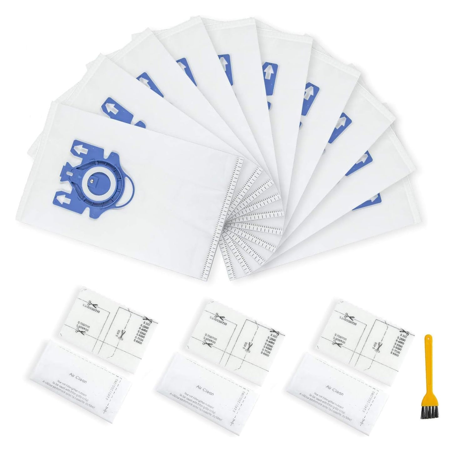 10 Pack GN Vacuum Bags Compatible with Miele Hoover Bags for Miele C3 Hoover Bag, Classic C1 Complete C2 Complete C3, S2 S5 S8 Series with 3 Motor