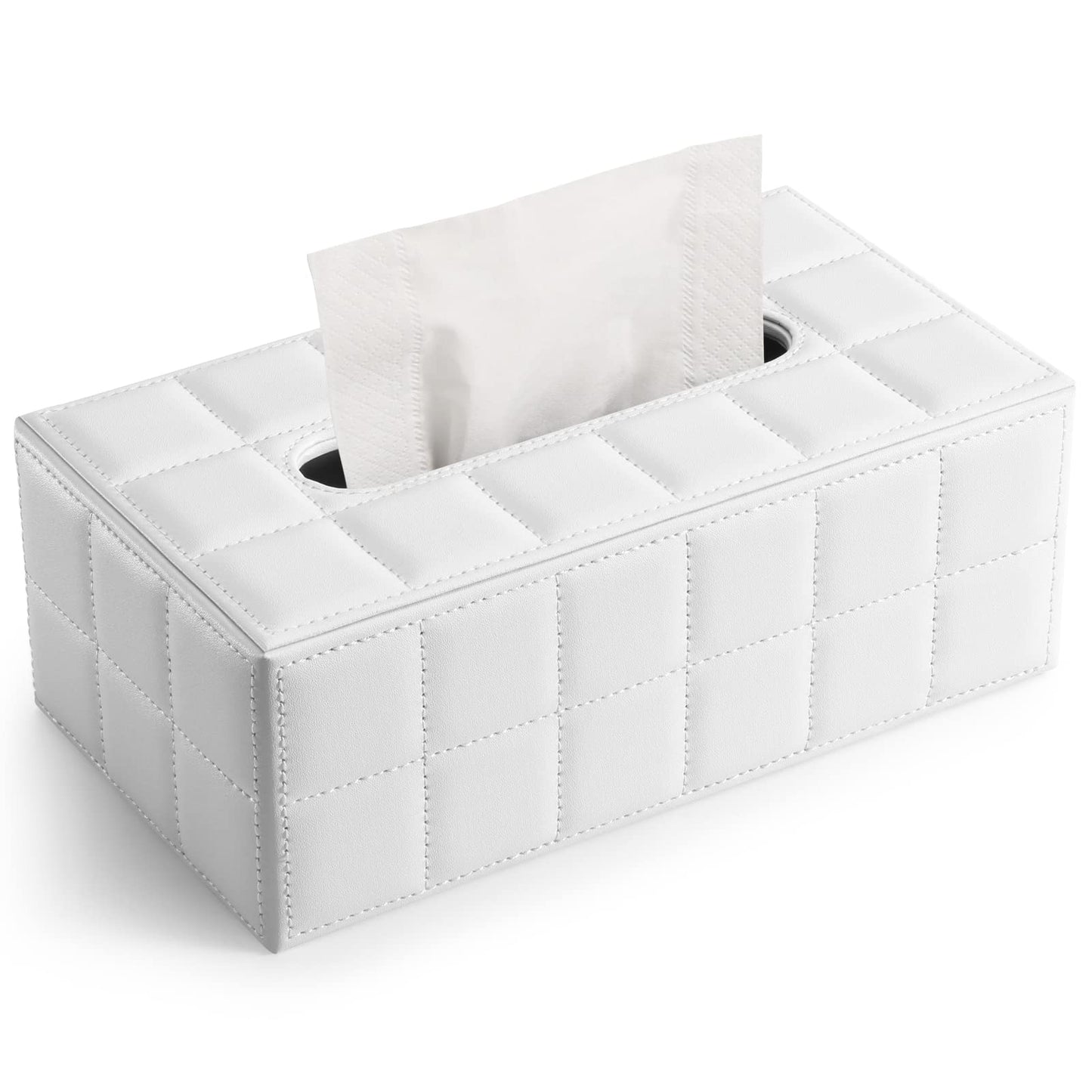KINGFOM? Rectangular Leather Tissue Box Tissue Holder for Home, Office, Car Automotive Decoration (White)