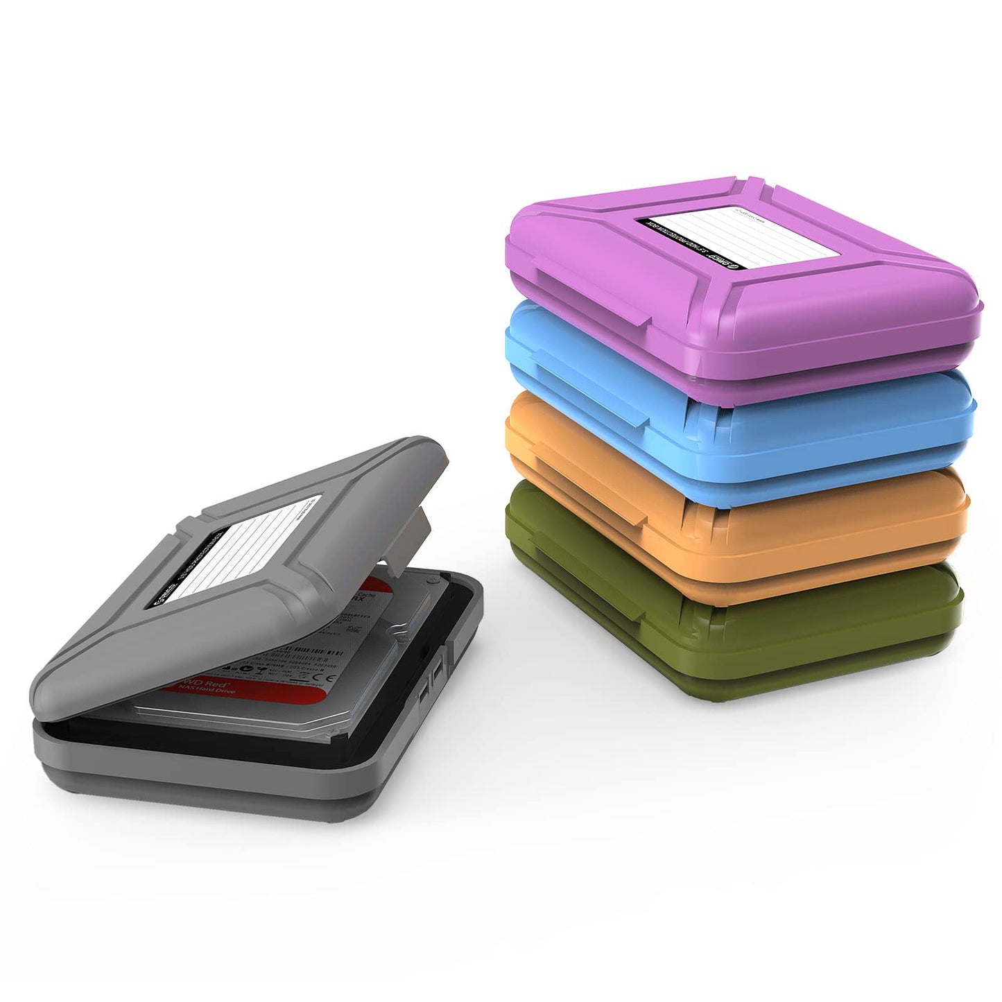 ORICO Hard Drive Protector Case 3.5 Inch HDD Protective Box/Storage Case for Western Digital WD Seagate Toshiba Samsung,Stackable and Sortable Memo(5