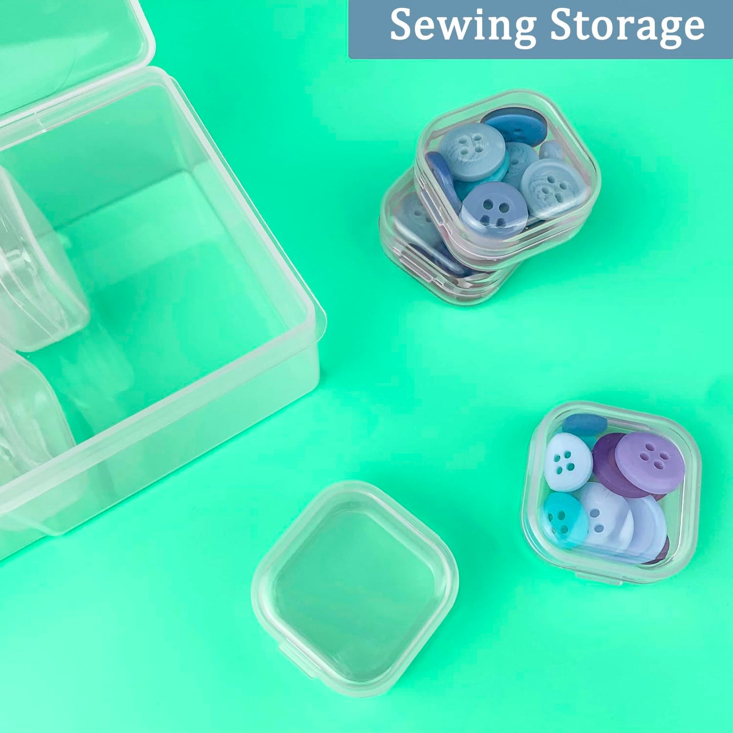 Qualsen Storage Boxes with Lids, 40 Pieces, 3.5 x 3.5 x 1.8 cm