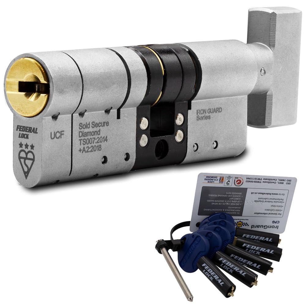 Federal 3 Star Euro Cylinder Thumb Turn Door Lock TS007 Diamond Secure Anti-Snap Dual Finish 5 Keys - 10 Year Guarantee 35/35