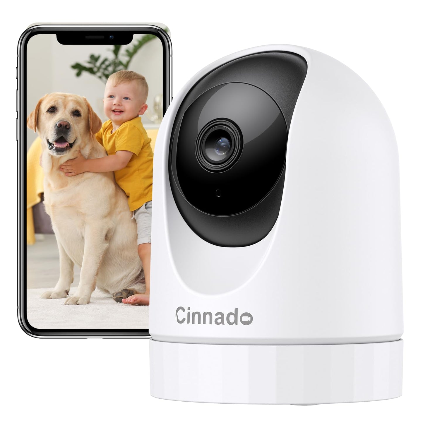 Cinnado WiFi Security Camera Indoor - 2K Pet Dog Cameras House Security with APP for Baby Monitor Home CCTV Wireless 360?, Motion Tracking, Smart