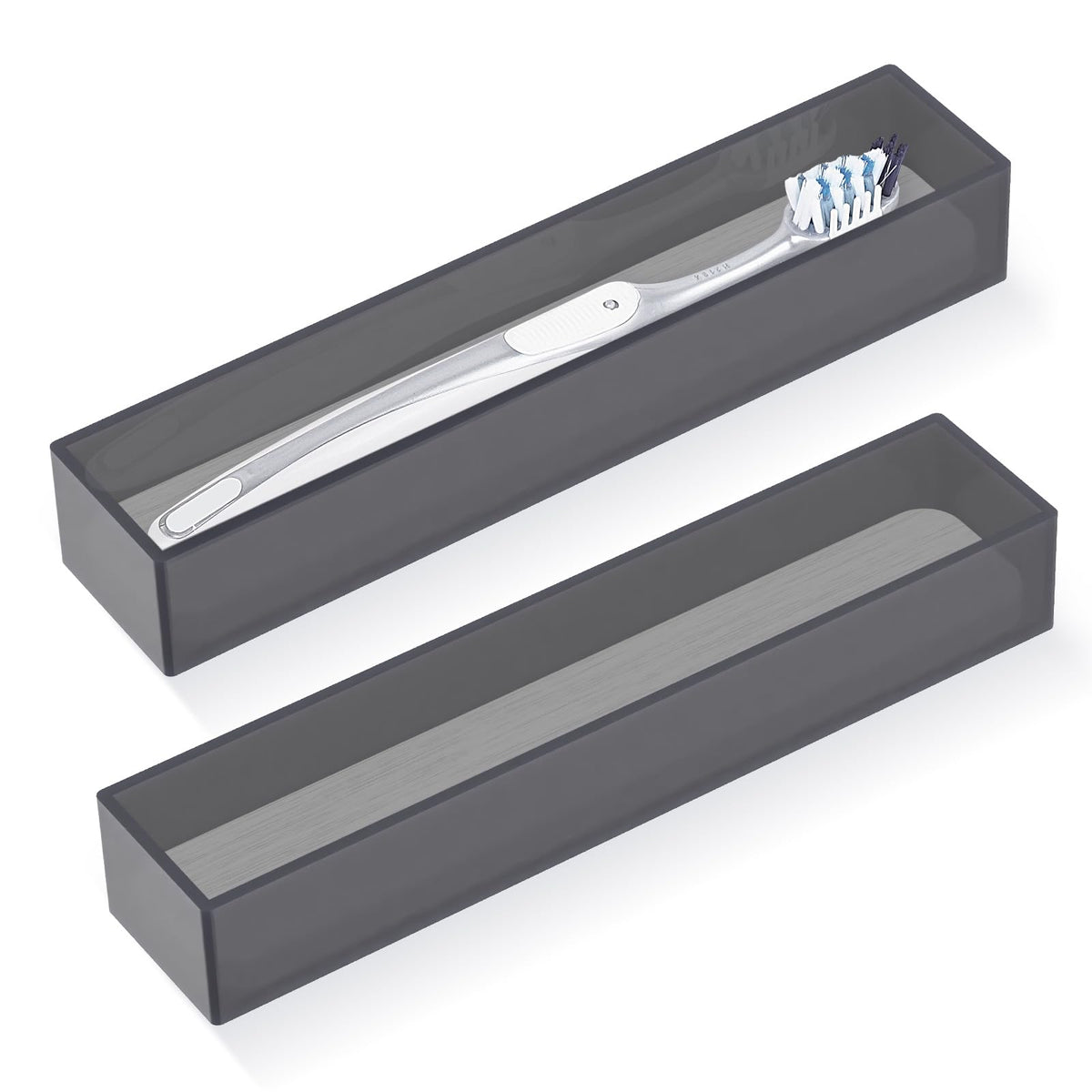 Linkidea 2 Pack Acrylic Toothbrush Holder with Diatomite Drying Stone, Drawer Organizer with Drainage Hole for Toothbrush, Compatible with Colgate