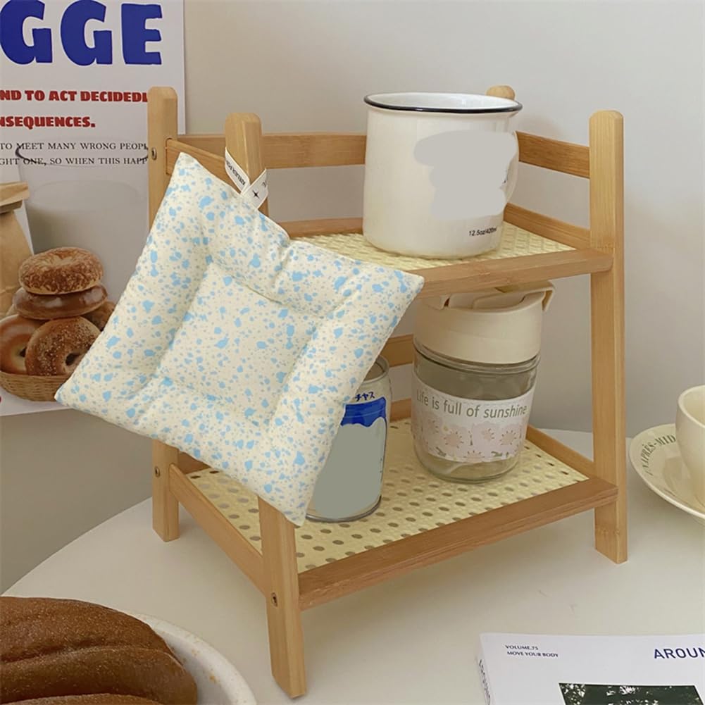 YEHEI Wooden Storage Shelf,2-Tier Desktop Organizer - Multi-Use Display Rack for Supplies, Makeup, Stationery