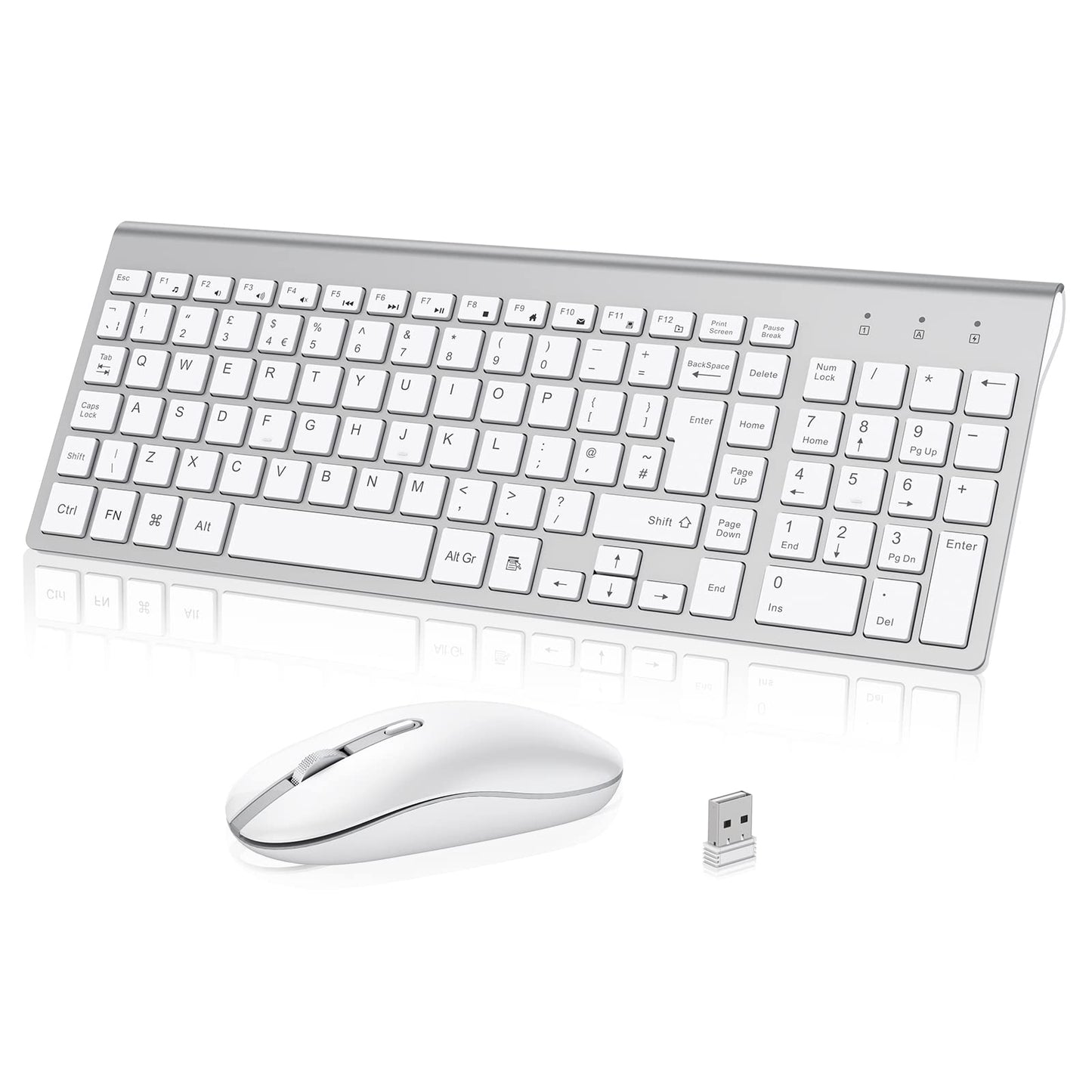 Wireless Keyboard Mouse Combo, cimetech 2.4G Ultra-Thin Keyboard and Mouse Set with Sleek Ergonomic Silent Design & Stable Connection for Windows PC