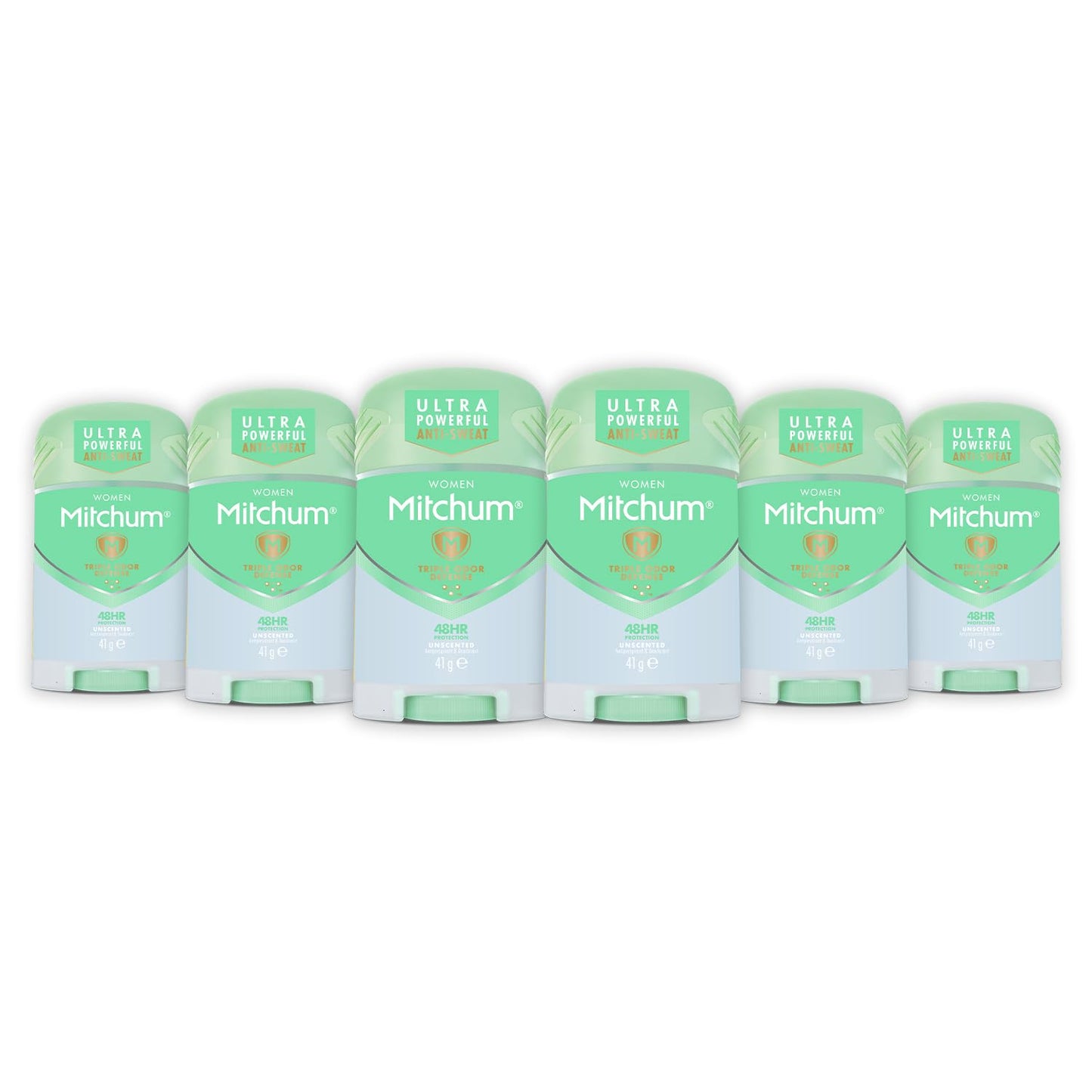 Mitchum Women Triple Odor Defense 48 hr Protection Stick Deodorant and Anti-Perspirant, Unscented, 41 g (Pack of 6)