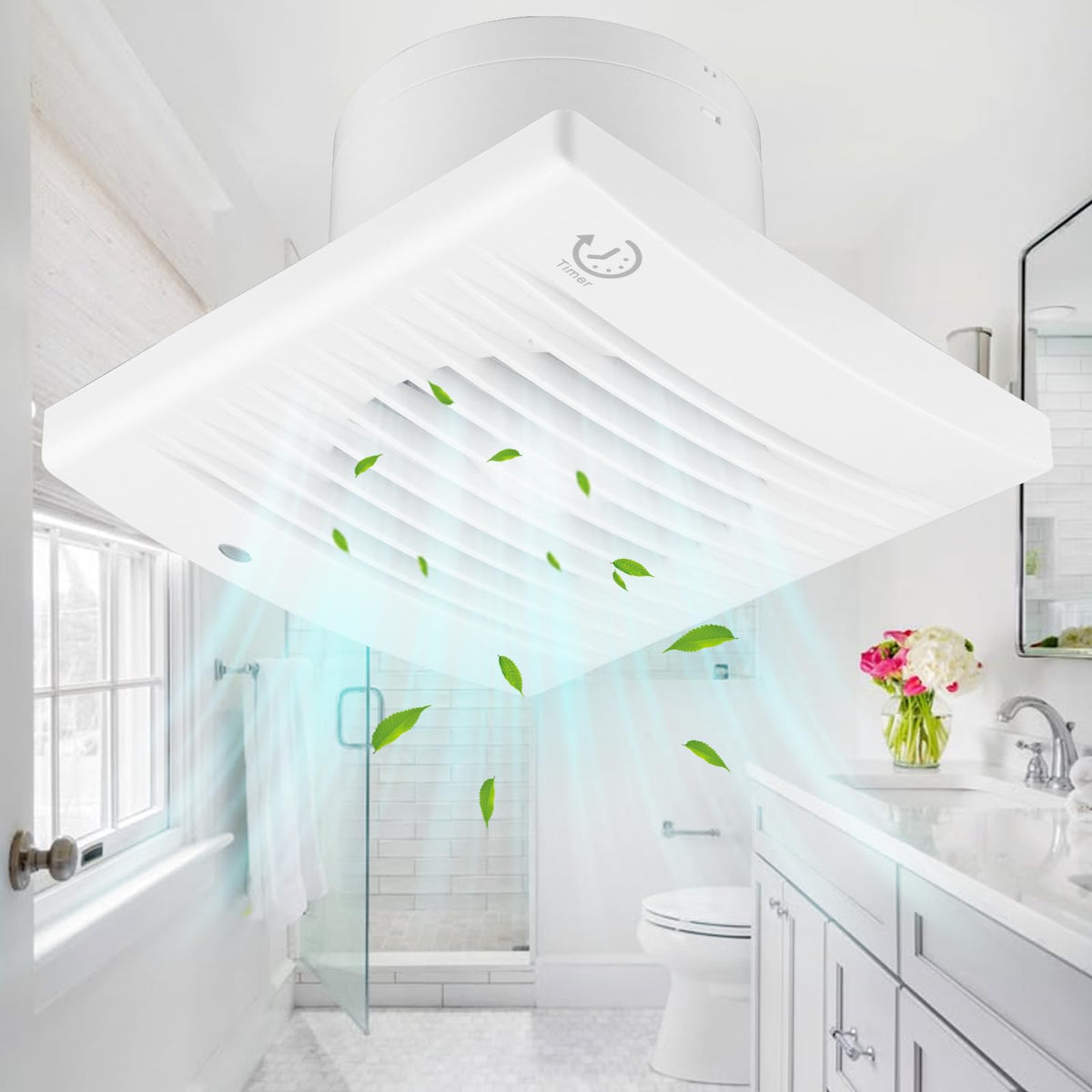 Minleer Bathroom Extractor Fan with Timer 100mm 4 Inch Silent Extractor Fan Wall or Ceiling Mounted Bathroom Fan Extractor with Backdraft Damper for