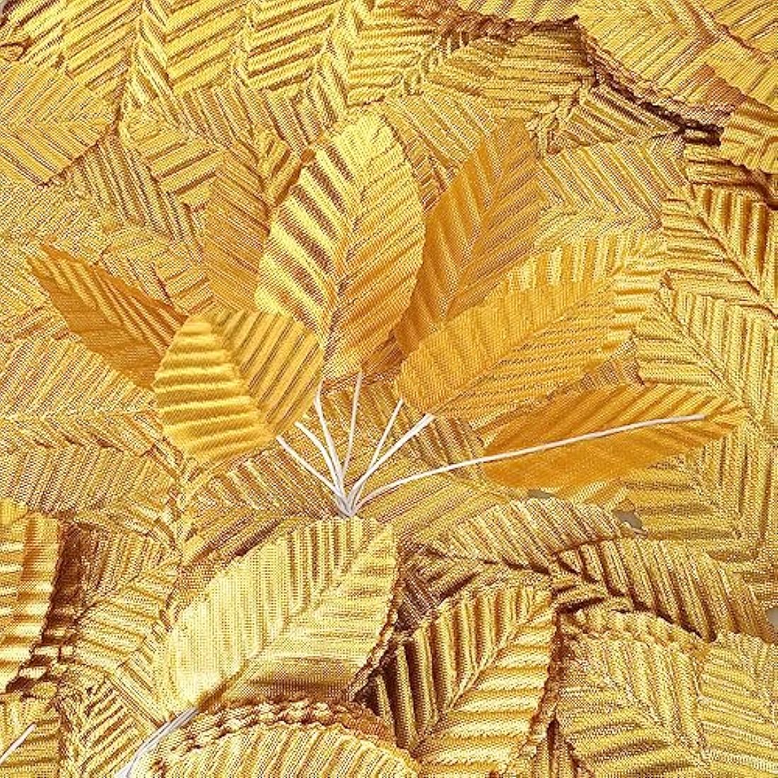 MWOOT 200Pcs Artificial Rose Leaves, Fake Single Leaf for Crafts, Gold Faux Silk Leaves for DIY Cake Bouquet Wedding Party Festival Valentine's Day Decoration, Wired Gold Leaves