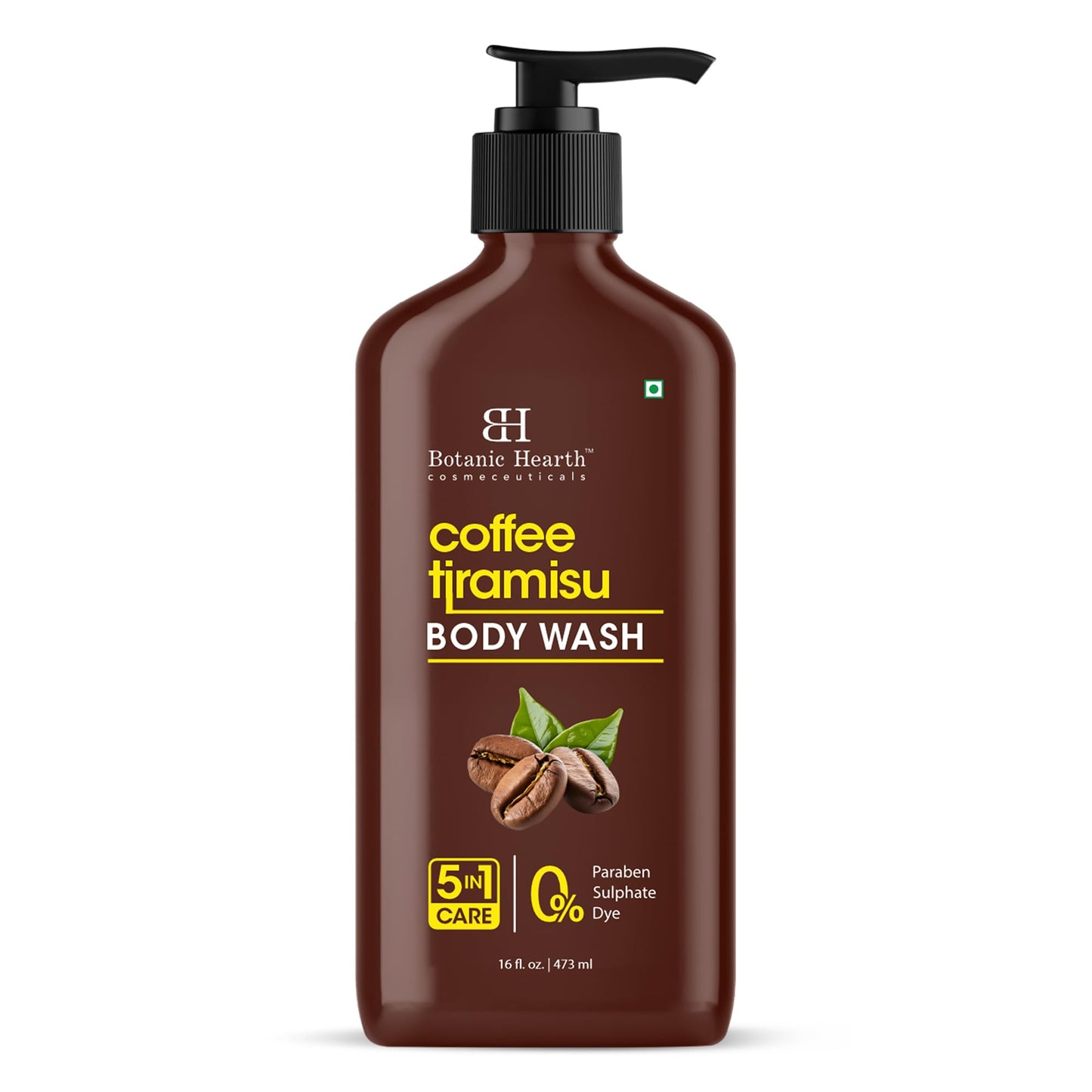 Botanic Hearth Coffee Tiramisu Body Wash, 5-in-1 Care Formula, Paraben & Sulphate Free, 16 fl oz (473 ml), Nourishing Body Cleanser with Invigorating