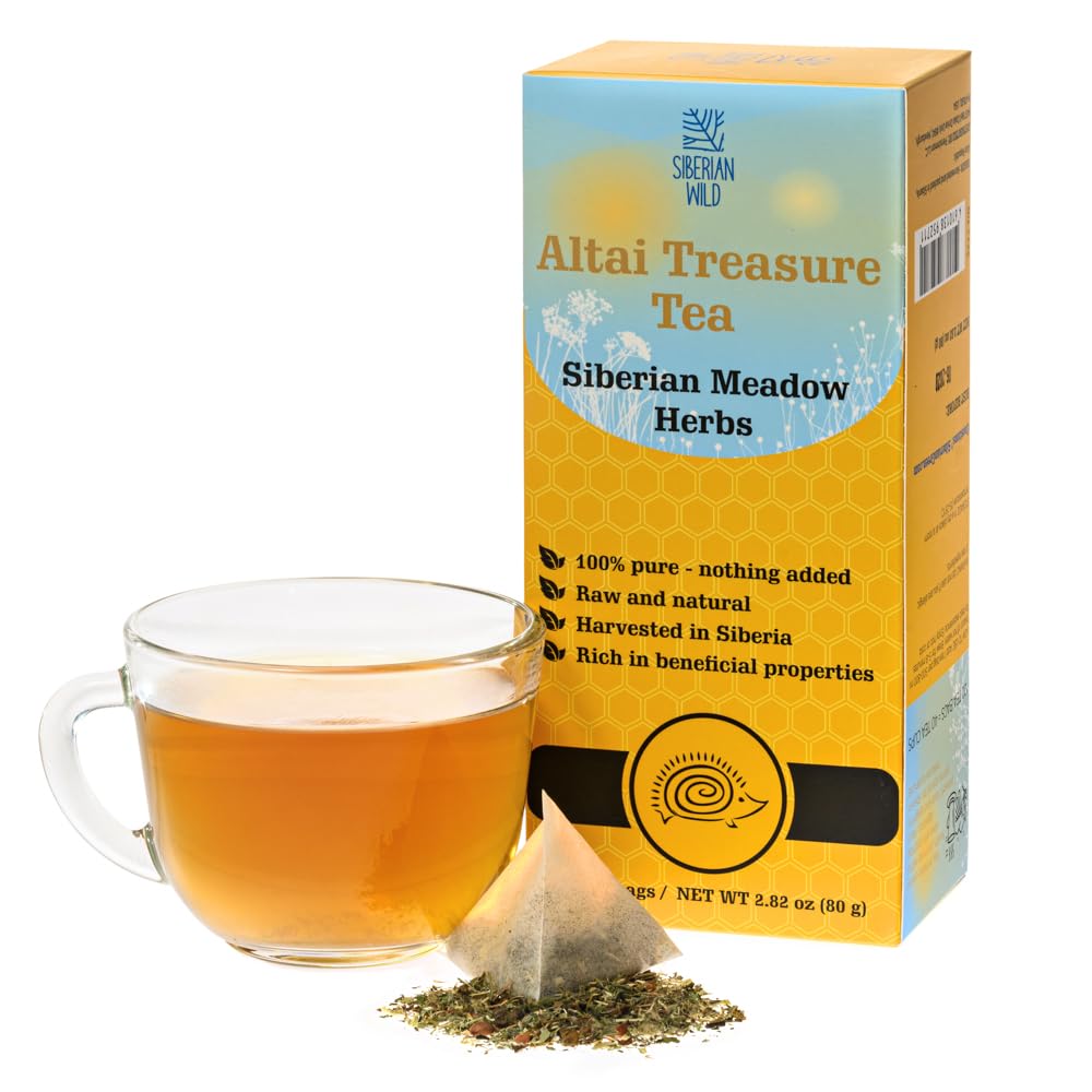 Siberian Wild Altai Treasure Tea ? Siberian Meadow Herbs ? 20 Teabags with Rosehip, Nettle, Sea Buckthorn Berries, Ivan, Meadowsweet, Strawberry,