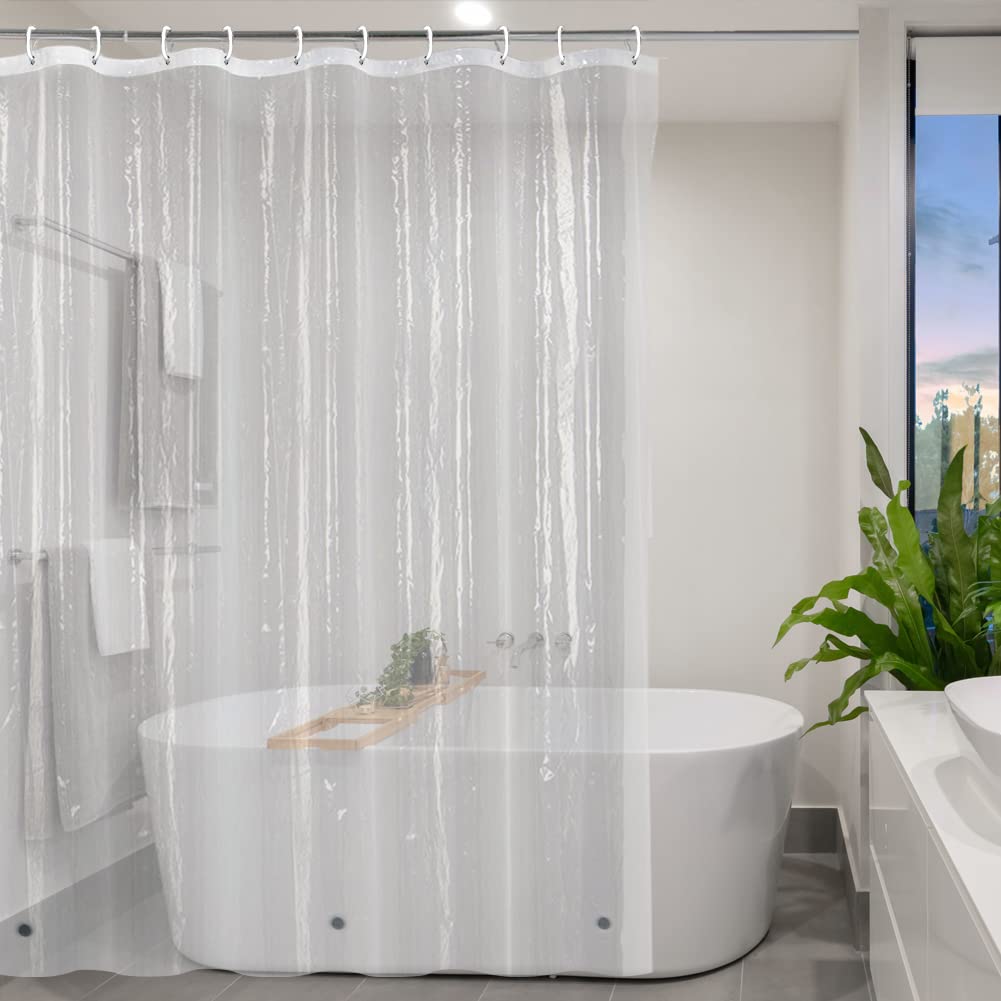 YISURE Extra Wide Shower Curtain Liner 200x200cm, PEVA Shower Curtain with Magnetic Bottom and Plastic Hooks, 79"x79"