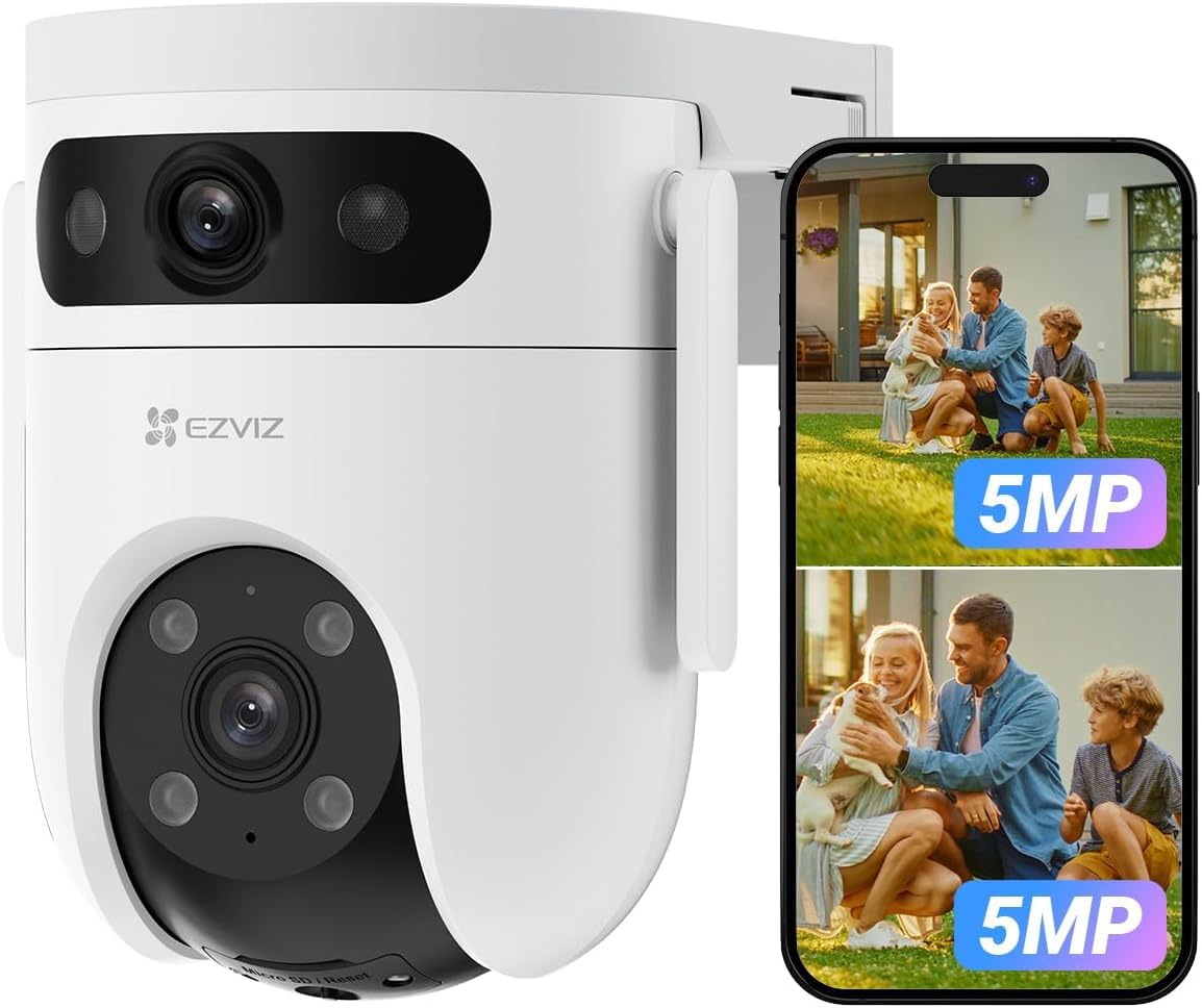 EZVIZ Dual Lens 6K (3K+3K) Wired Security Camera Outdoor Wifi, 360? Pan Tilt, Supports 512GB, Auto-Track, Patrol Mode, Human/Vehicle Detection, Color
