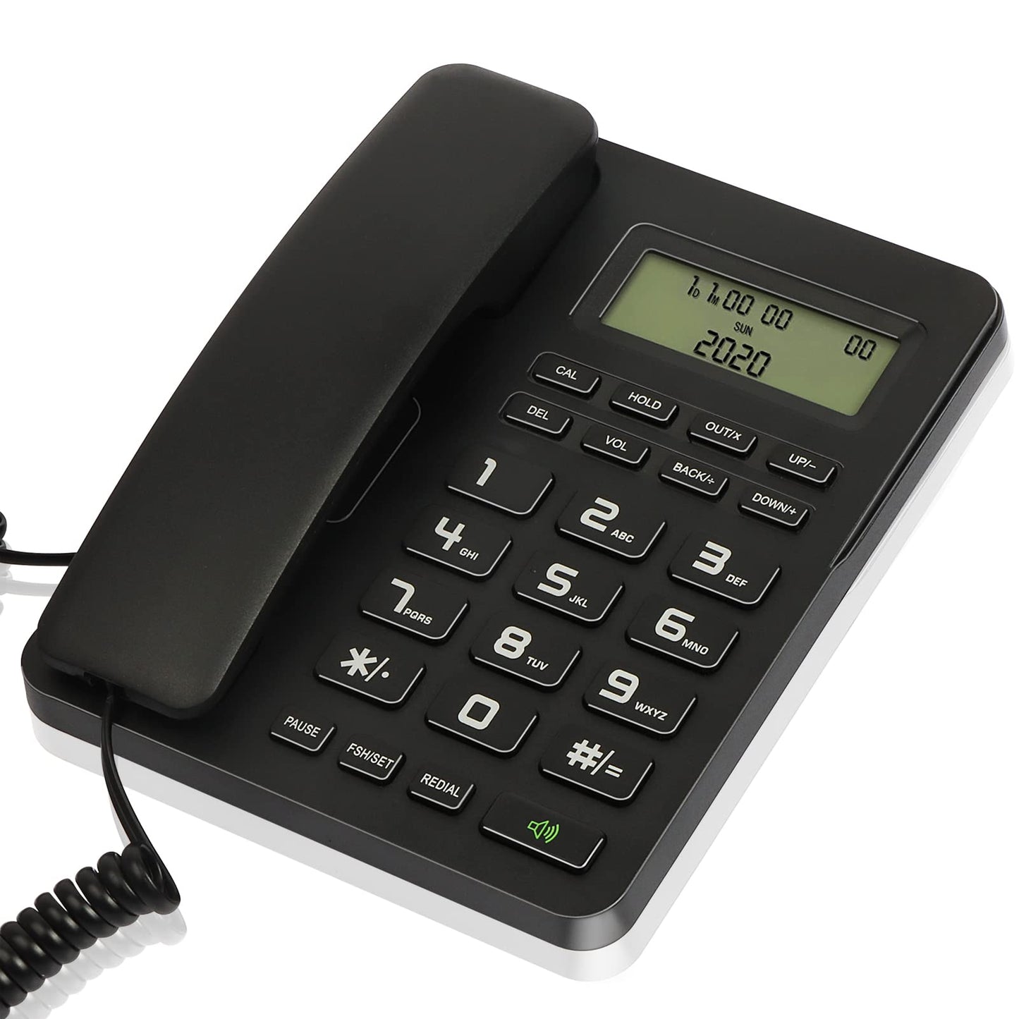 Corded Landline Phones for Home/Office, Desk Corded Telephone with Display and Adjustable Volume, Support Music on Hold, Speakerphone, DND and