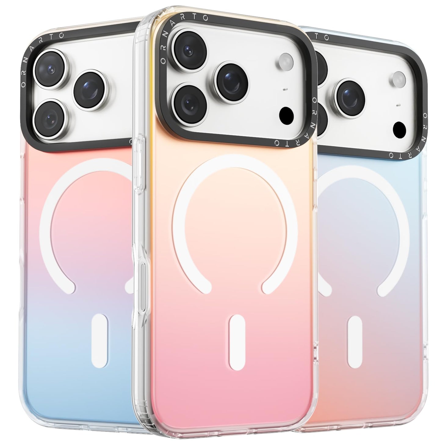 ORNARTO Compatible with iPhone 17 Pro Max for MagSafe Case,Shockproof Protective Rainbow Case,Wireless Charging Magnetic Phone Cases Cover