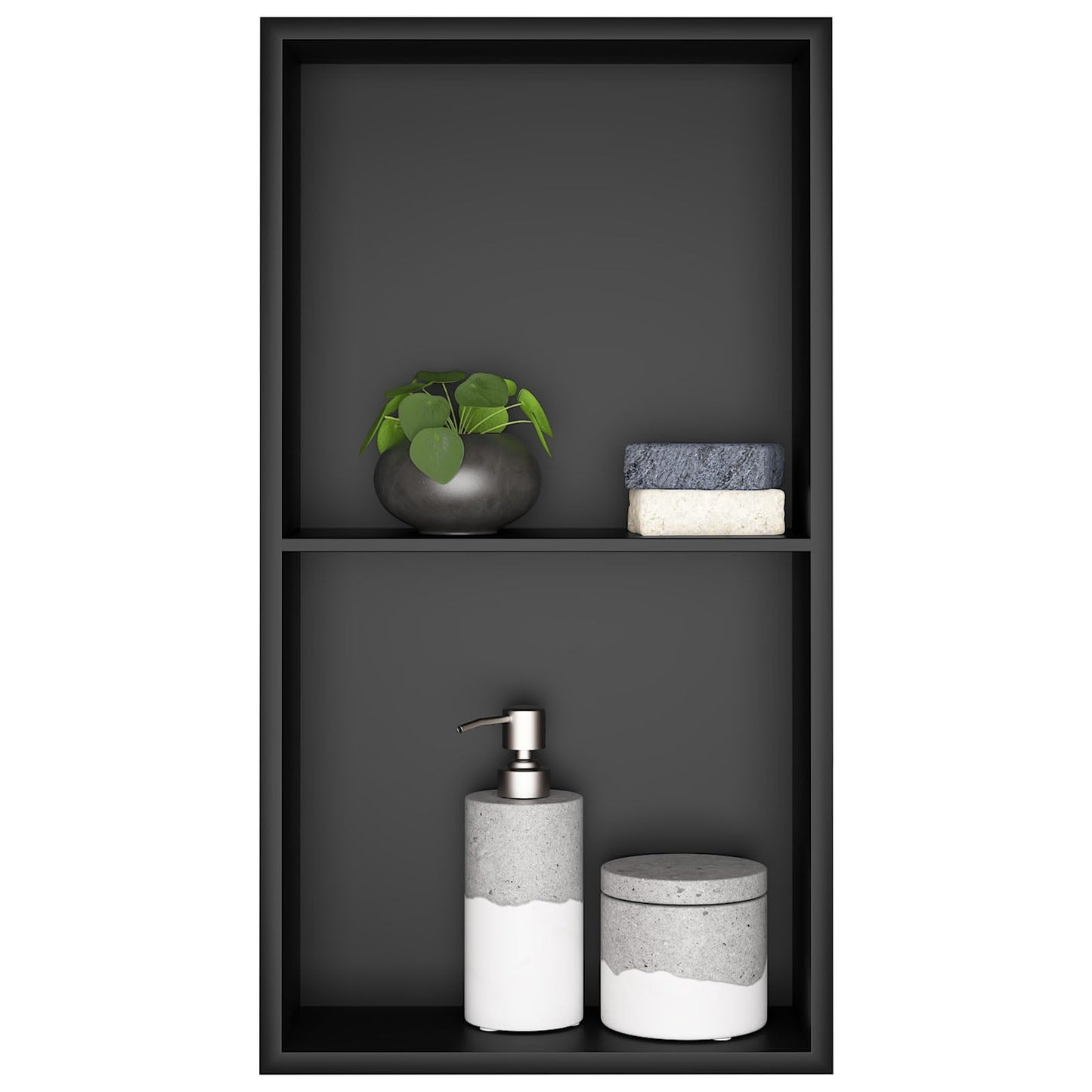 sunrik Shower Niche, Embedded Shower Niche Stainless Steel, Shower Niche with Shelf 30?60?10cm, Black