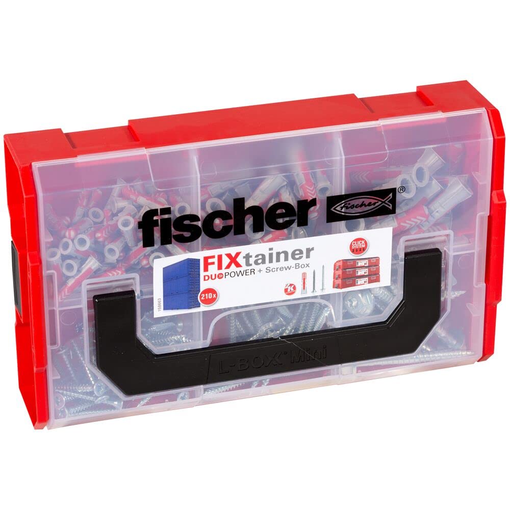 Fischer 536162 DUOPOWER Wallplug with Screws, Red/Grey/Metal