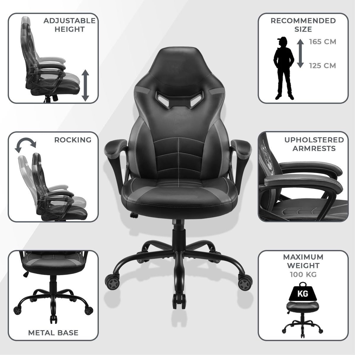 Subsonic Harry Potter - Junior gamer chair - Gaming office chair Black and gold - Official License