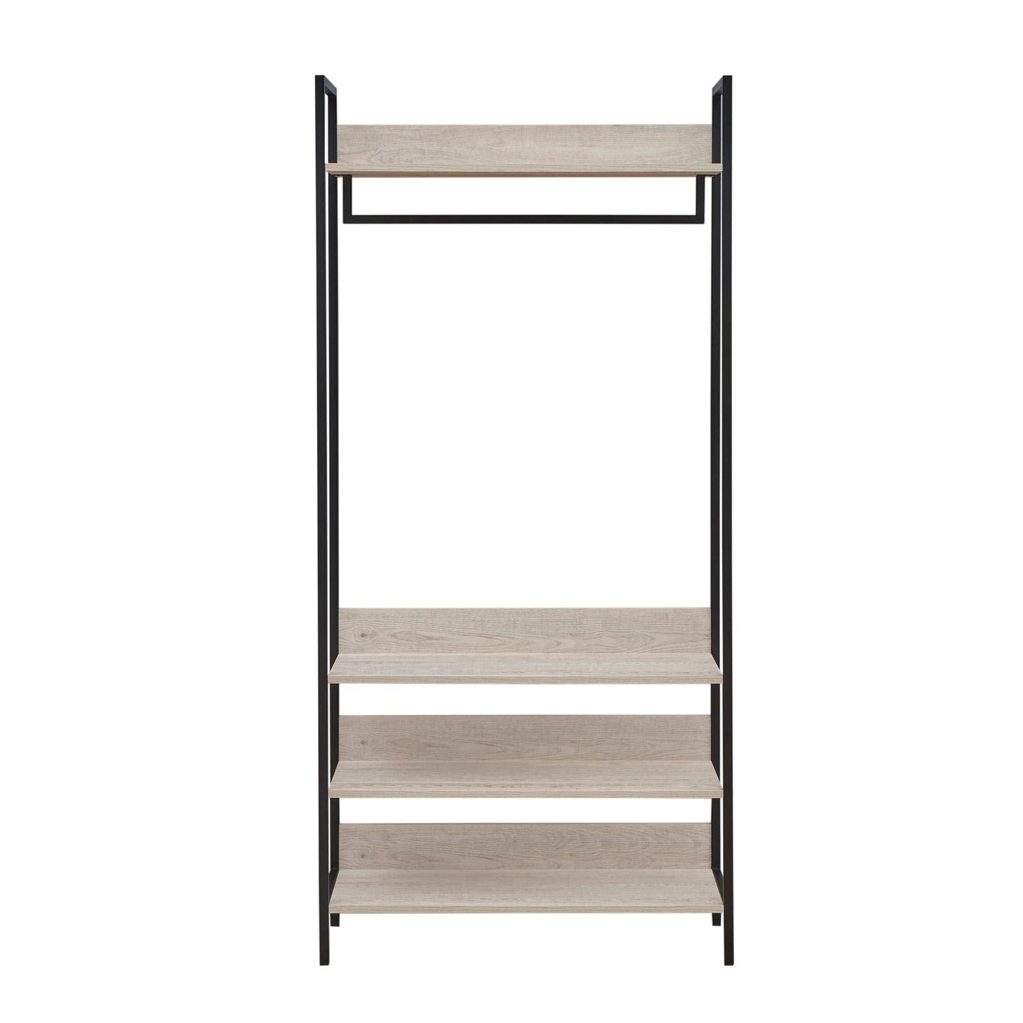 Timber Art Design UK Zahra Double Open Wardrobe with 4 Shelves & Hanging Rail Modern Furniture Storage Organizer Cupboard For Bedroom, Living Room in