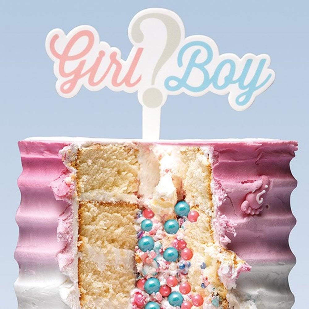 CLUB GREEN Gender Reveal Cake Topper Set, Multi, 25.8 x 0.3 x 16.3 cm