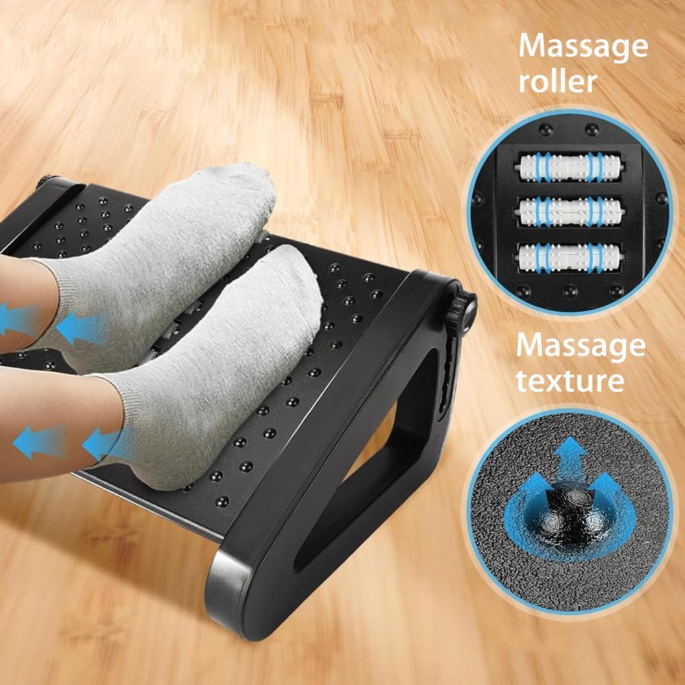 Roysmart Foot Rest Desk, Height-Adjustable Footstool, Ergonomic Footrest, Relieve Leg, Knee and Back Pain