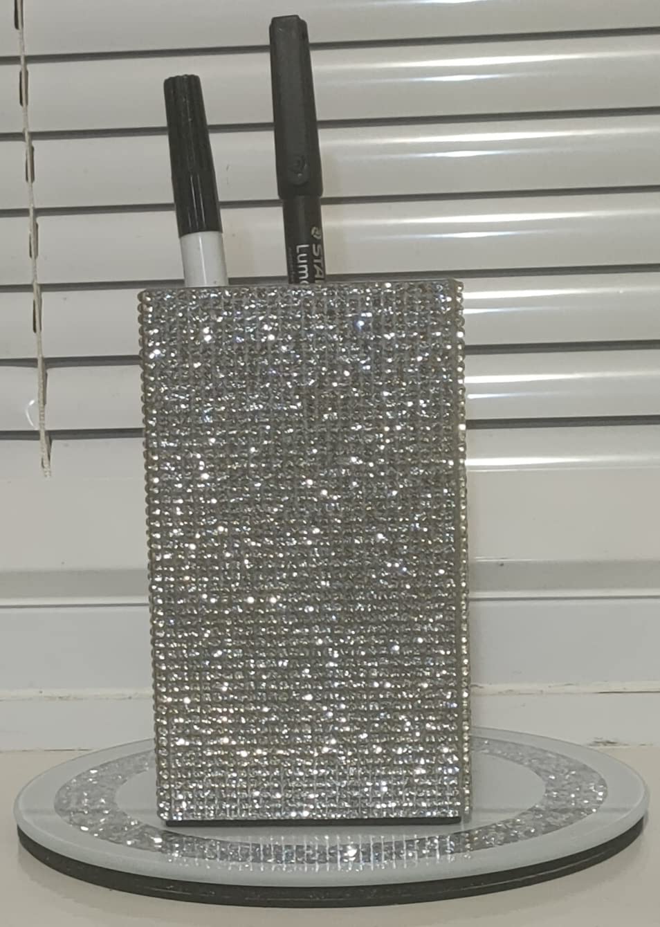 EagleWiz Sparkle Diamante Silver Bling Bathroom Tumbler, Bathroom Toothbrush Holder