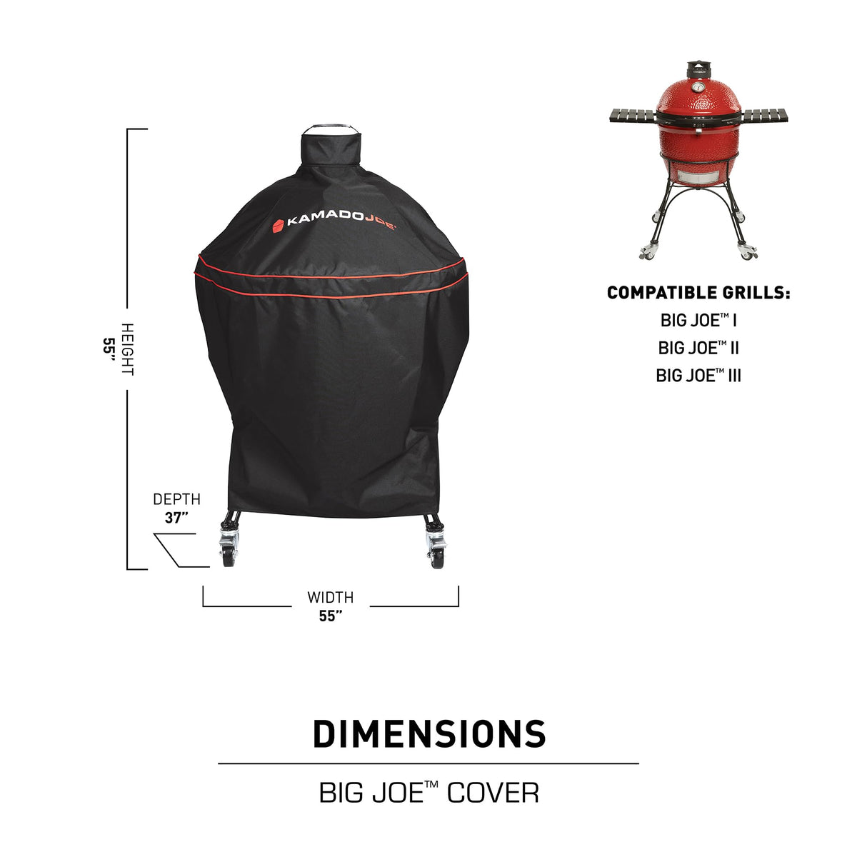 Kamado Joe BJ-GC24BWFS Big Joe Cover Grill, Black, 55.12 in*37.8 in*37.8 in