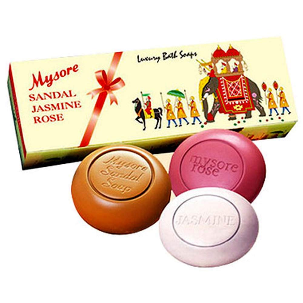 Mysore Sandal, Jasmine and Rose Luxury Bath Soaps Gift Box