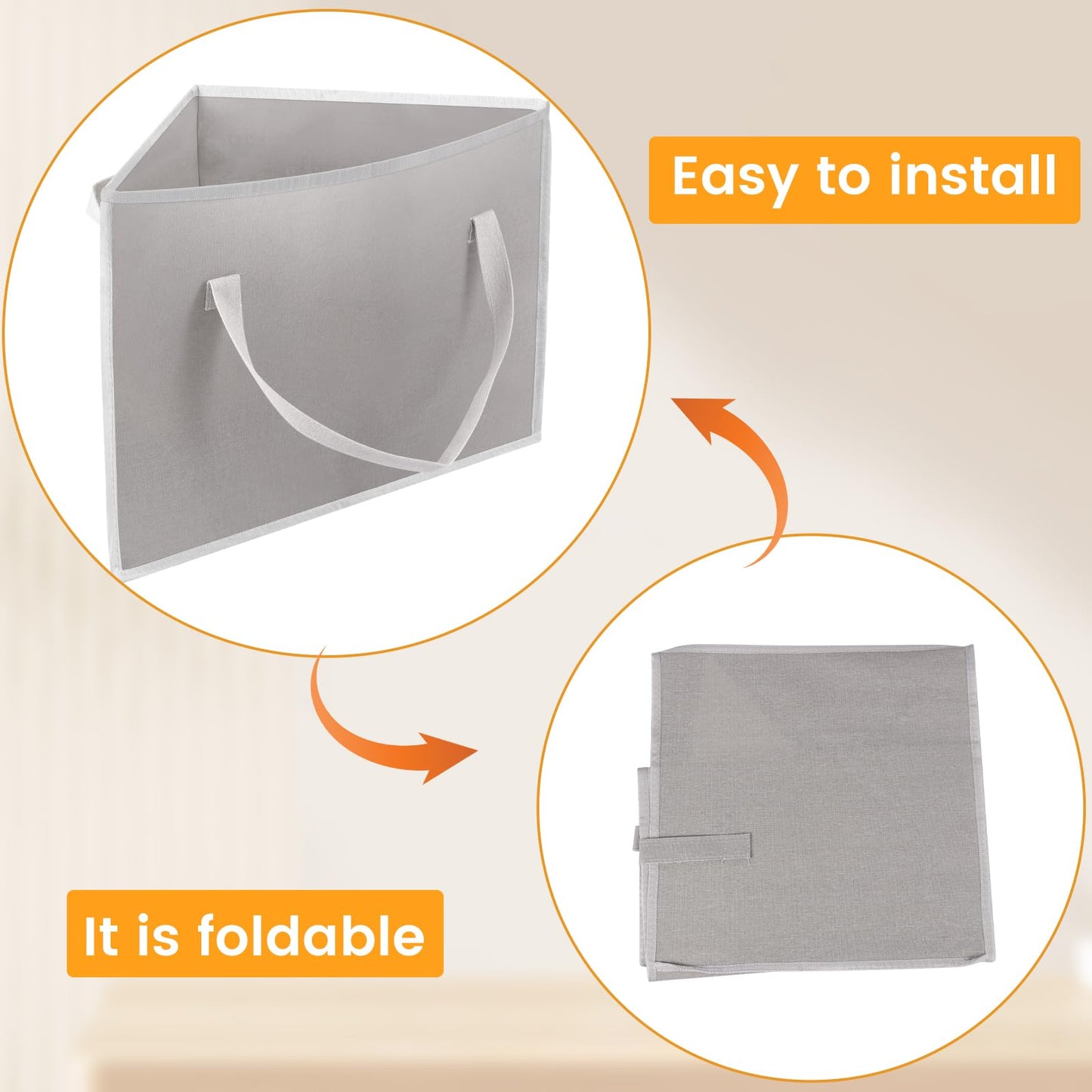 Gatphy 2Pcs Triangle/Square Clothes Hanger Organizer Bags with Handles, Canvas Material, Space Saving Clothes Hanger Storage Bag for Laundry Rooms