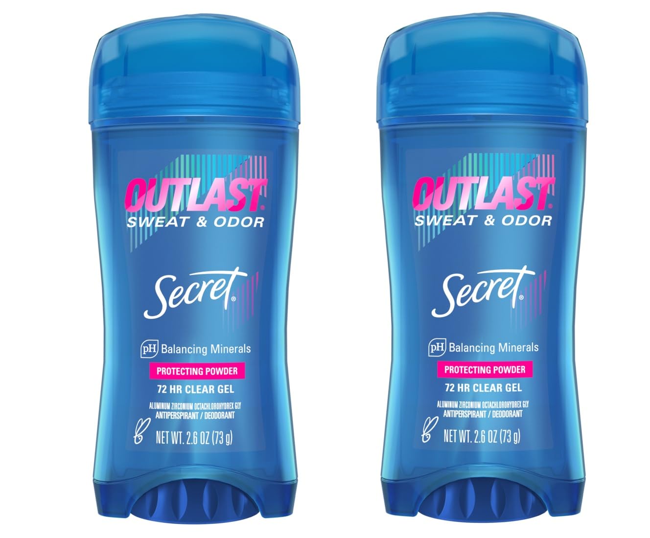 Secret Antiperspirant and Deodorant for Women, Outlast Xtend Clear Gel, Protecting Powder, 2.6 Oz Pack of 2