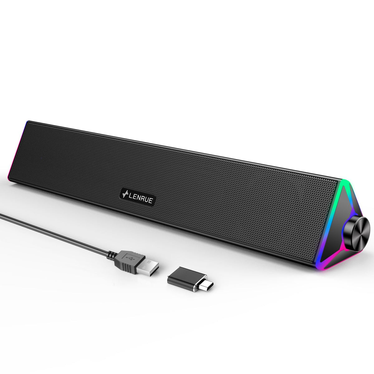 LENRUE PC Speakers,Computer Speakers with Single USB for Power and Stereo Sound,PC Soundbar with Touch Lights,Gaming Speaker for Desktop,Laptop (USB-C