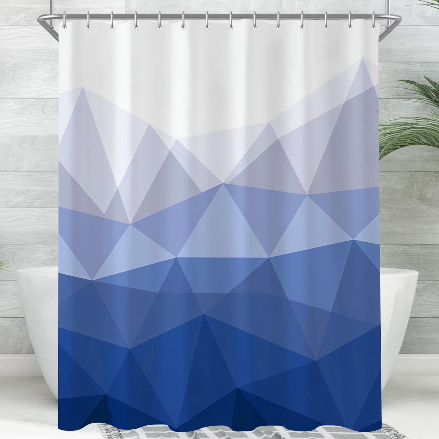 Lerores Shower Curtain, 180 x 200 cm, Geometric Gradient, Weighted Hem, Anti-Mould, Water-Repellent, Washable Polyester Bath Curtains with 12 Eyelets