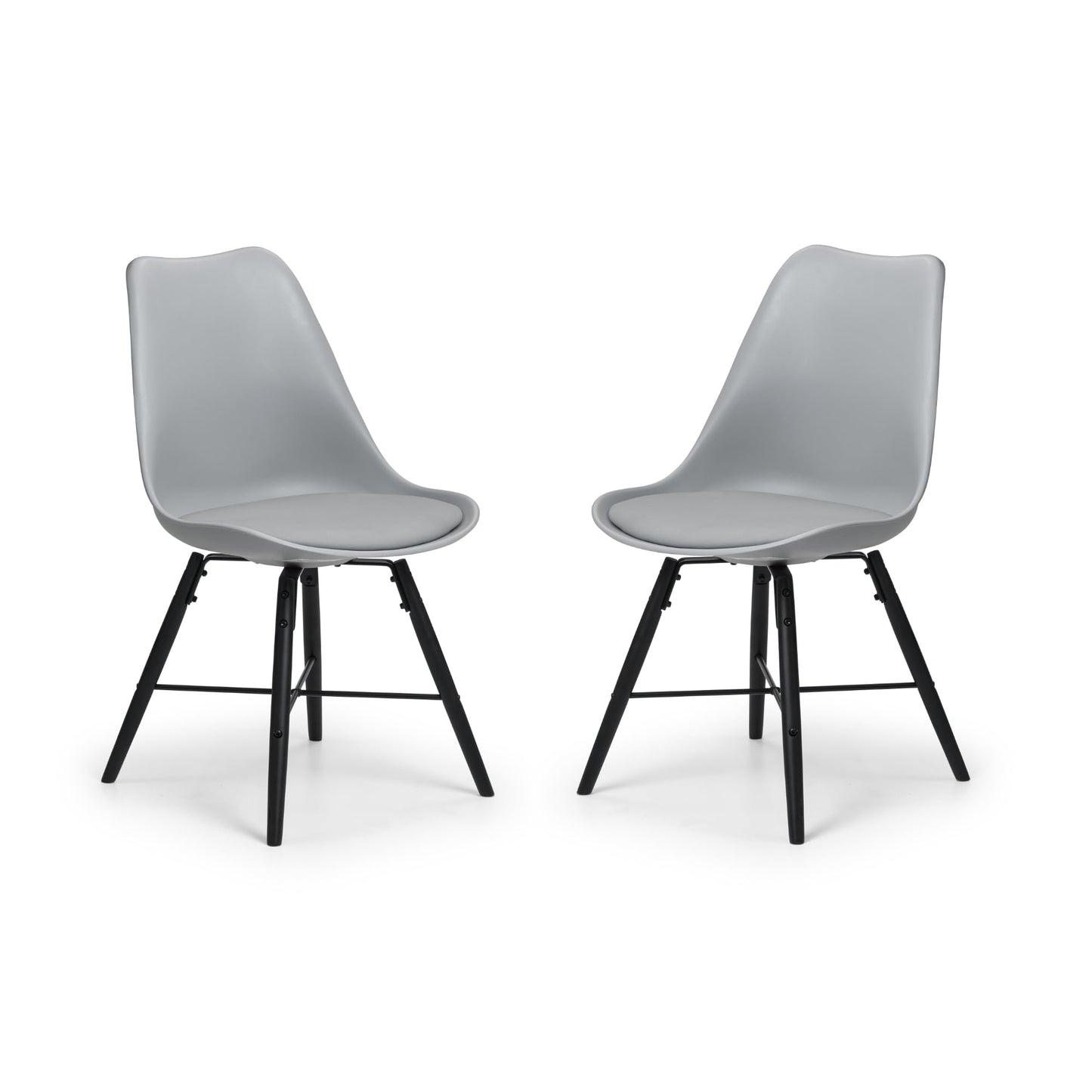 Julian Bowen Kari Dining Chairs Set of 2 - Grey Chair with Black Metal Legs, Padded Kitchen Seat with Backrest for Dining Room, Modern Design - 83cm x