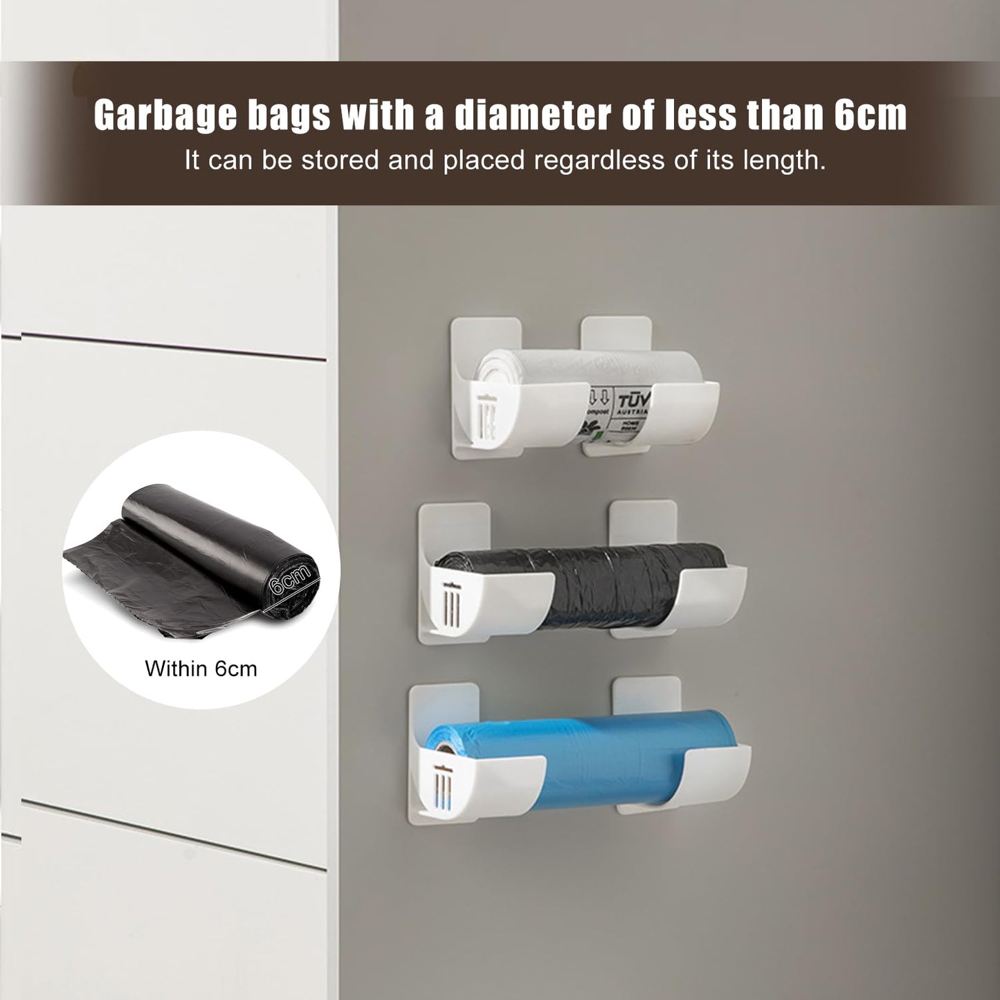 duozoanz Aluminium Foil Holder Cabinet Doors Storage Wall Shelf - Self-Adhesive Organiser Shelves with 4 Pairs for Cabinet Door Pantry Door Wall