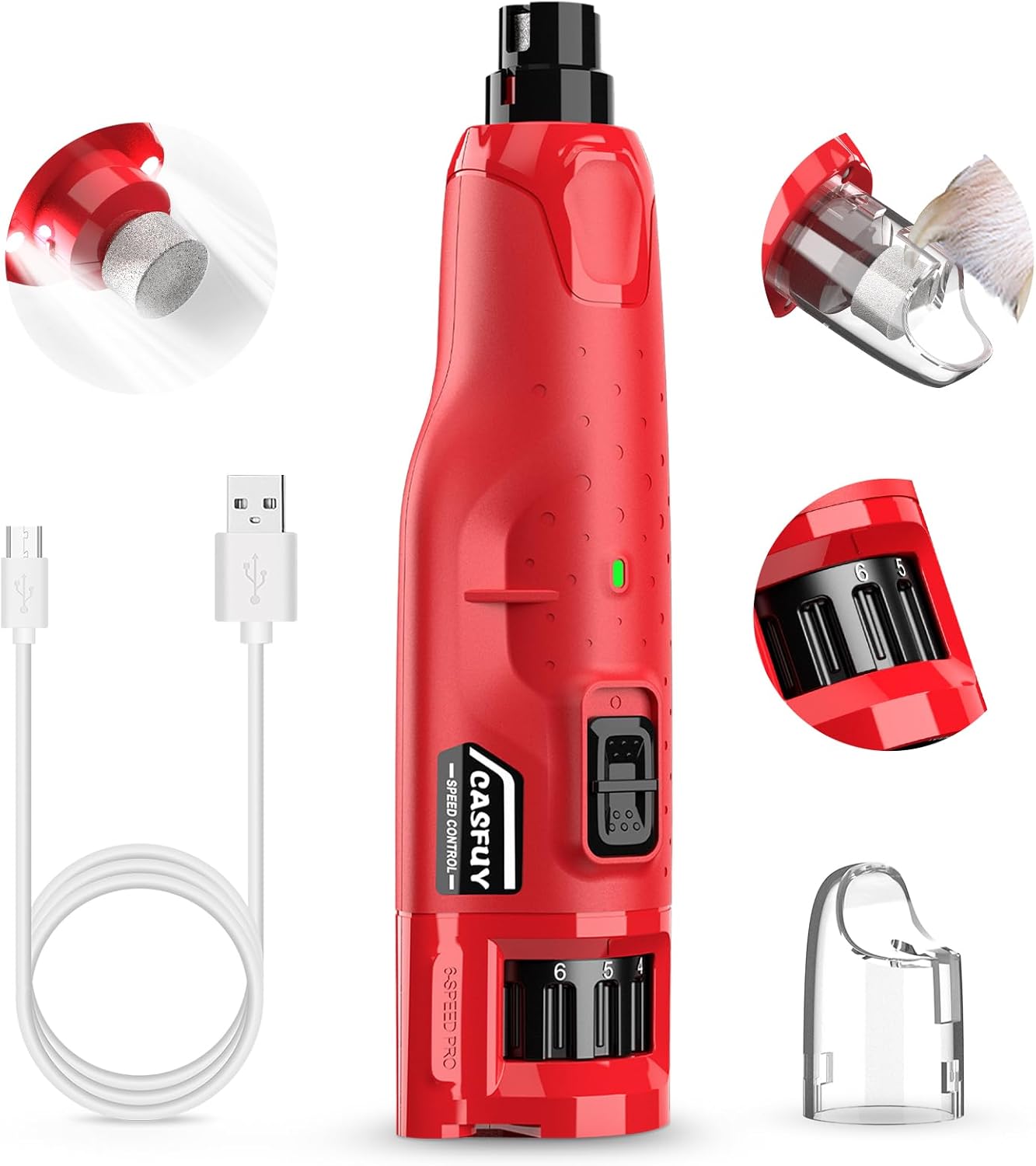 Casfuy Dog Nail Grinder Quiet - (45db) 6-Speed Pet Nail Grinder. New but open scruffy box.