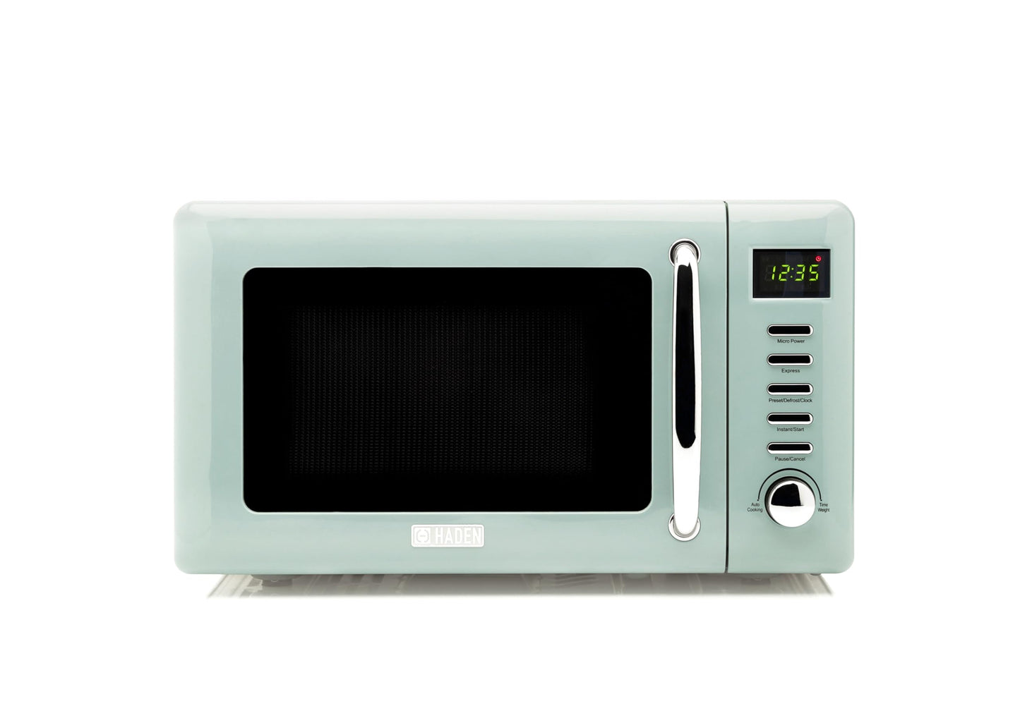 Haden Cotswold Green Microwave Oven ? 800W Retro Design, 20L Capacity, Compact Digital Microwave for Small Kitchens, 5 Power Levels, Easy to Use and