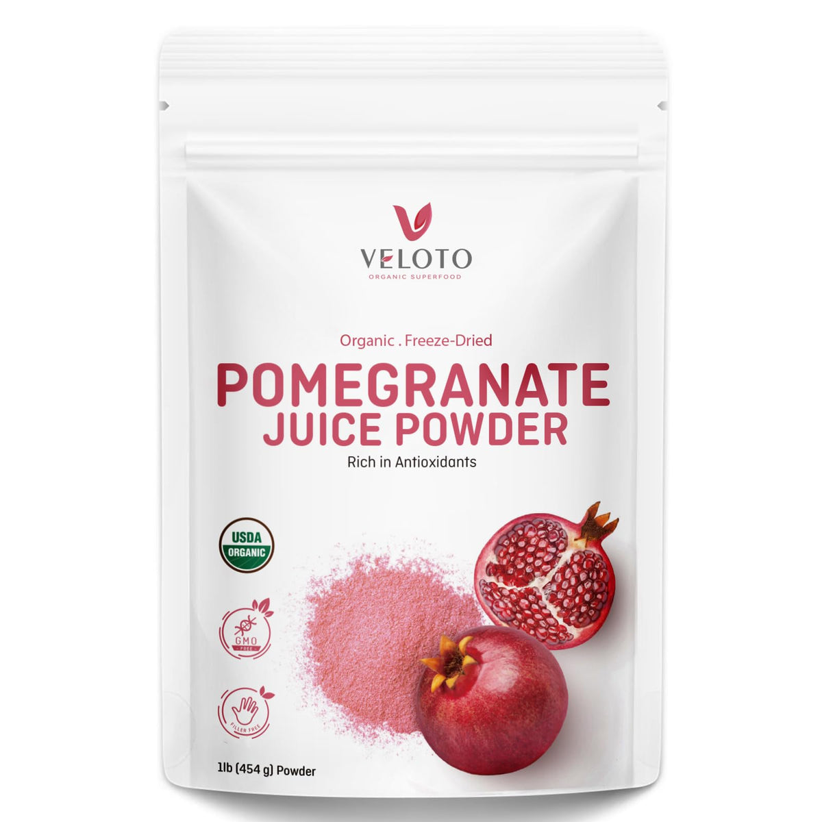 Organic Pomegranate Juice Powder 454g | Freeze-Dried, 100% Pure Pomegranate Fruit Powder | Rich in Vitamin C & Antioxidants | Vegan, Gluten-Free,