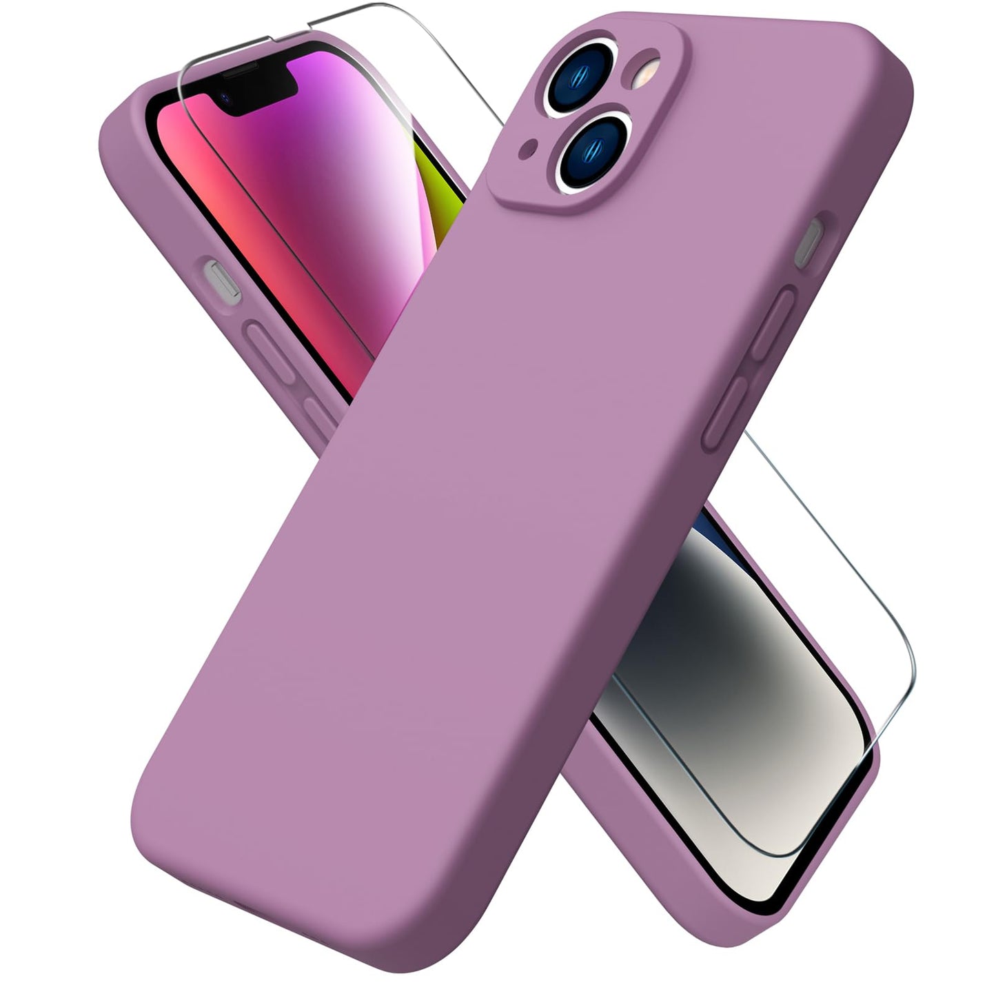 ACRONIX Compatible with iPhone 14 Case 6.1",with 1 x Screen Protector, Silky-Soft Touch Liquid Silicone Shockproof Rubber Cases Comprehensive