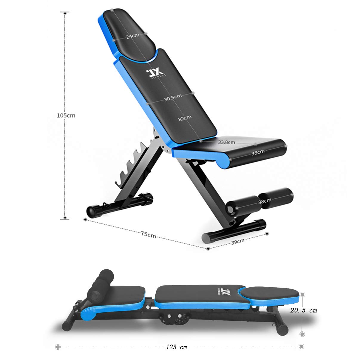 JX FITNESS Adjustable Weight Bench Home Training Gym Weight Lifting Sit Up Ab Bench Flat Incline Decline Multiuse Exercise Workout Bench