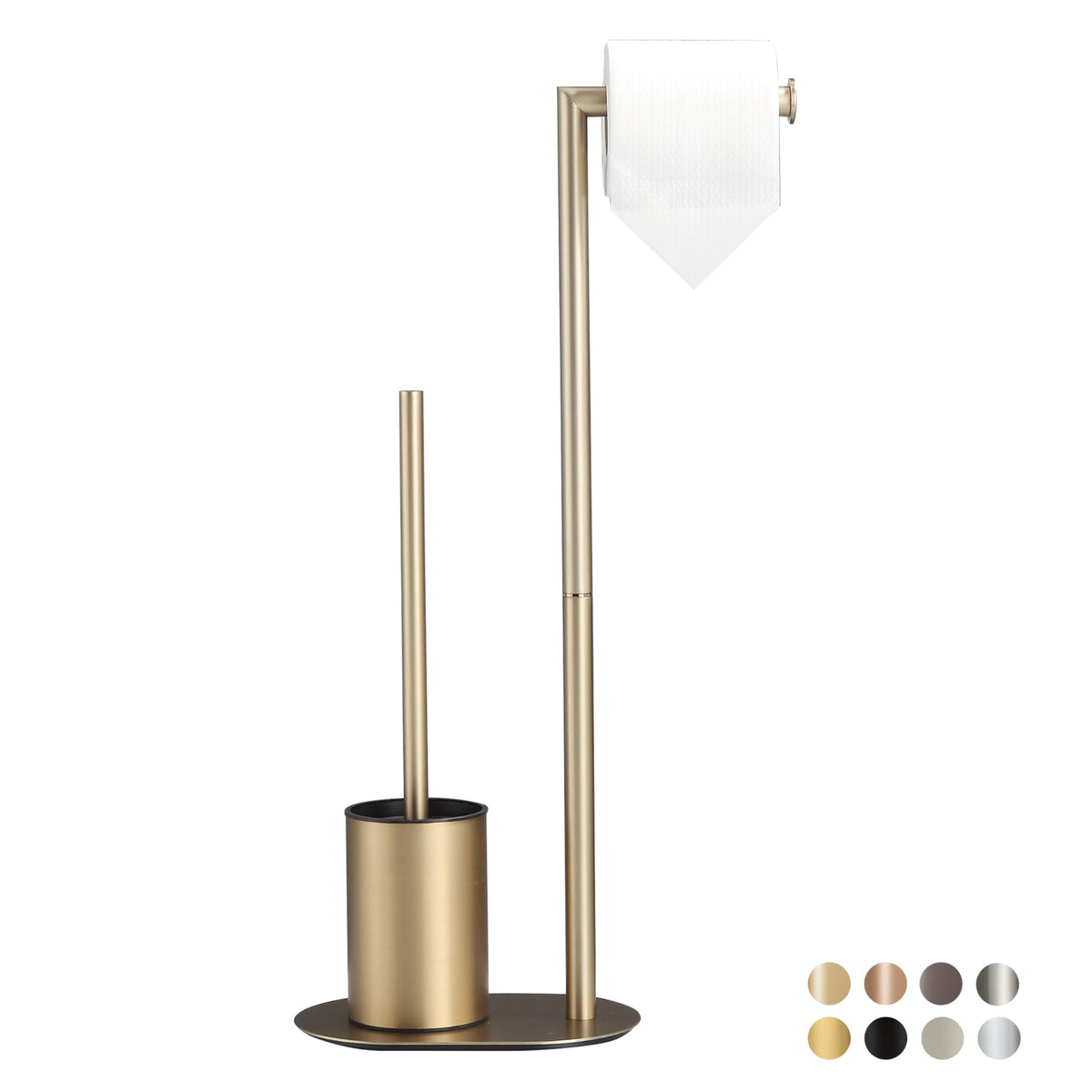 BVL Toilet Set Birth Gold, Stainless Steel Toilet Set with Toilet Roll Holder, Toilet Brush Toilet Brush Toilet Paper Holder Standing