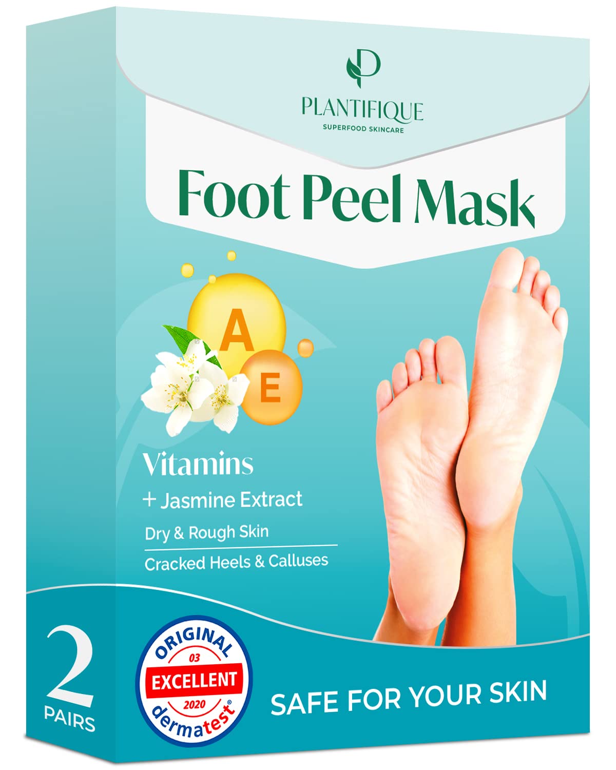 Plantifique Foot Peel Mask ? 2 Pairs Exfoliating & Dermatologically Tested Foot Treatment, Removes Dead Skin & Repairs Heels for Soft Feet ? Vitamins