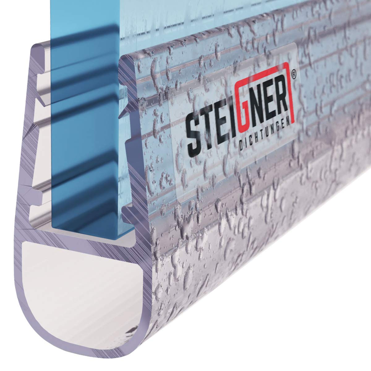 STEIGNER UK07 50cm Shower Seal for 6/7 / 8mm Glass Shower Doors and Panels Stops Leaks and Creates A Barrier