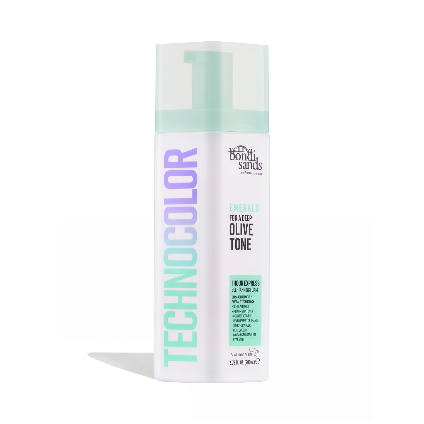 Bondi Sands Technocolor 1-Hour Express Emerald Self-Tanning Foam Easy Application, Streak Free Fake Tan - Fast-Acting Body Tan for Natural-Looking