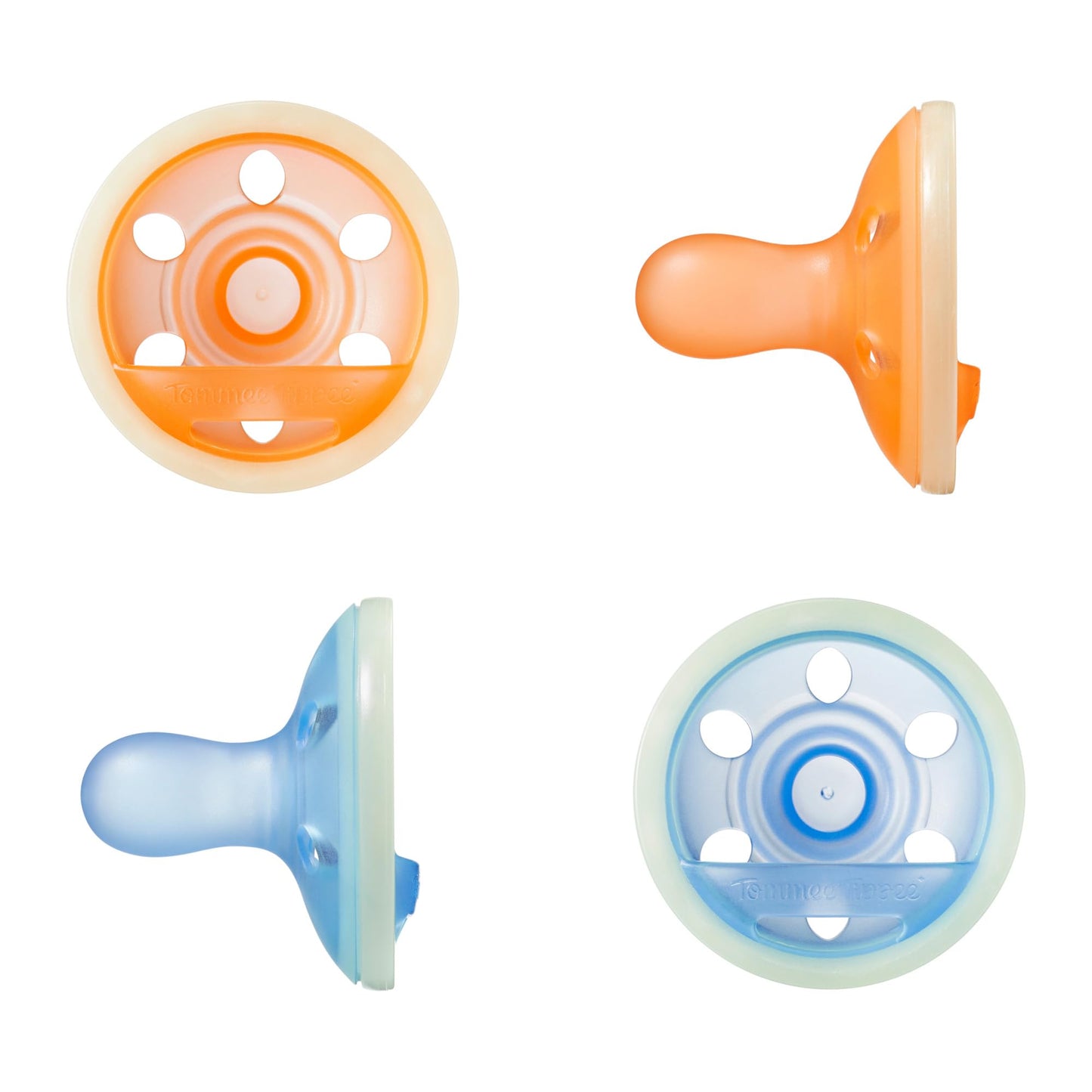 Tommee Tippee Breast-Like NightGlow Dummy, 6-18m, 4-Pack, Lightweight, One-Piece Silicone Design