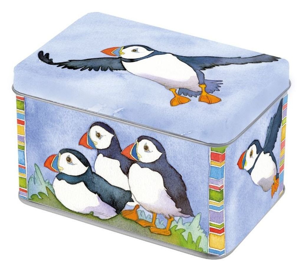 Emma Ball Puffin Small Rectangular Lidded Storage Tin