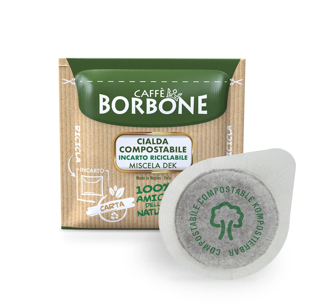 Caff? Borbone Compostable Pod, Dek Decaffeinated Coffee Blend - 100 Pads - Compatible with ESE System Paper Pads 44 mm