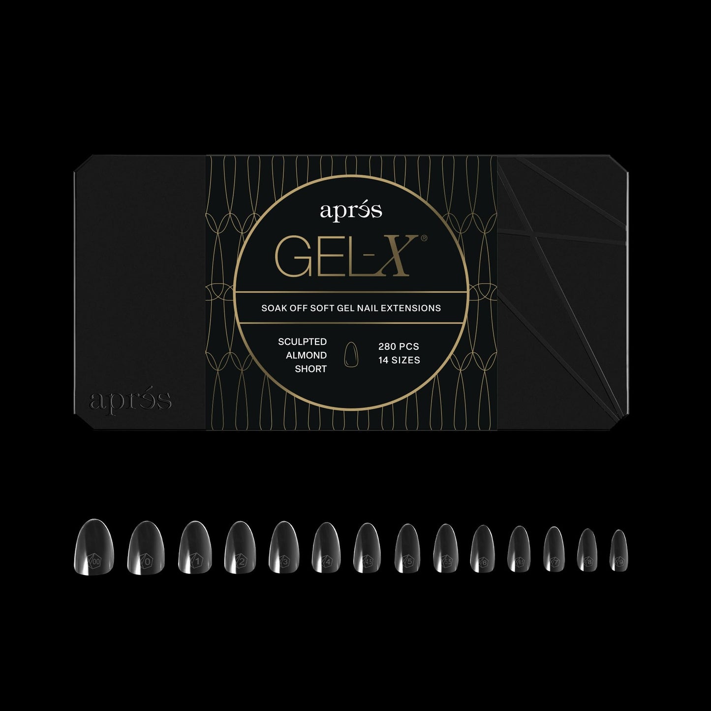 Apres Gel-X? Almond Box of Nail Tips | 280 Gel-X Tips, Soft Tips, 14 Sizes 00-9 | Half-sizes Included (Sculpted Almond Short, 280 Count)