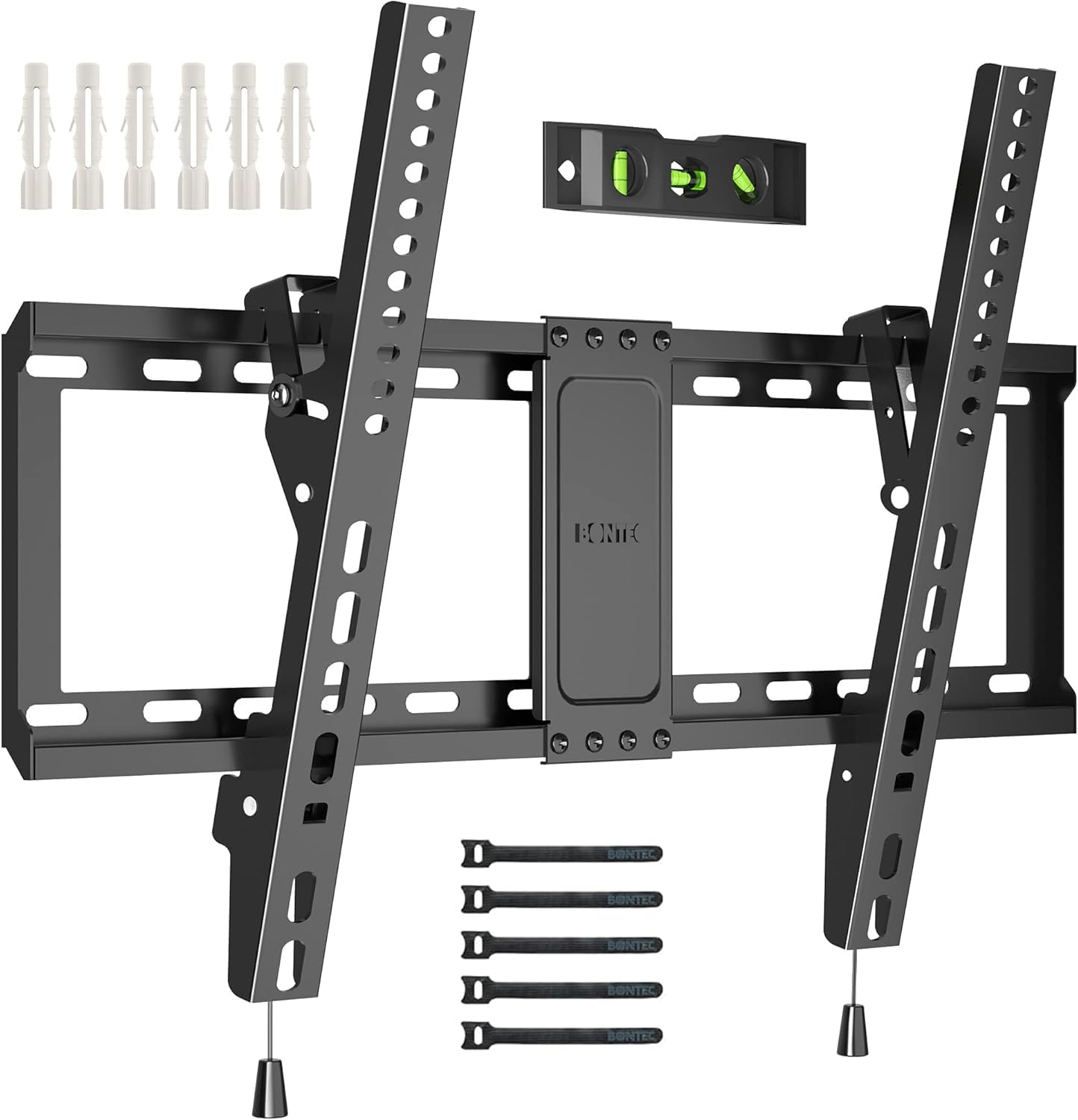 BONTEC TV Wall Bracket for Most 37-82 Inch LED LCD Plasma Flat Curved TVs, Tilt TV Wall Mount with Max. VESA 600x400mm, Up to 60kg, Bubble Level and