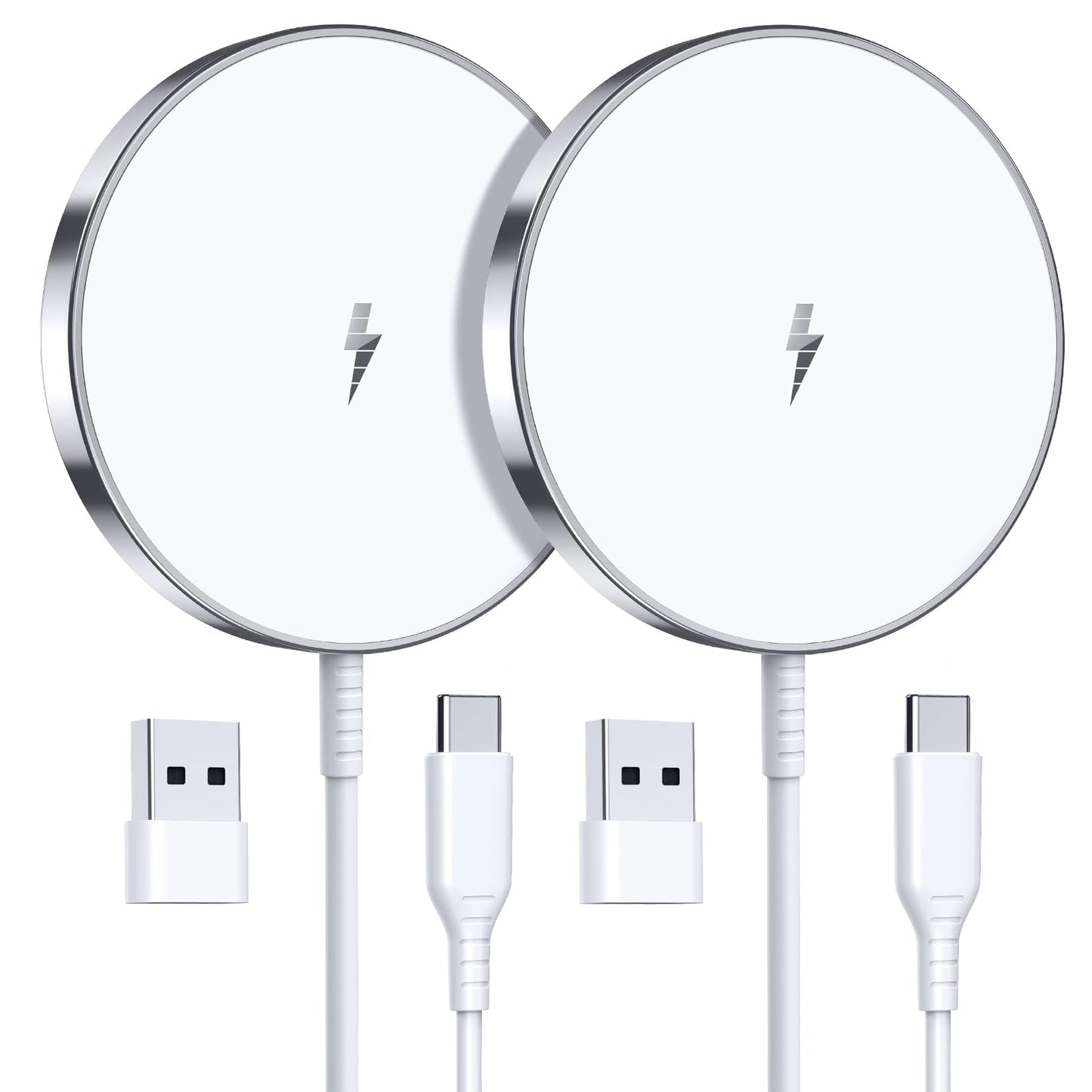 Mag-Safe Charger Wireless Charger iPhone,15W Fast mag-safecharger for iPhone 17/16/15/14/13/12 Series 2 pack 5ft magnetic charger for AirPods