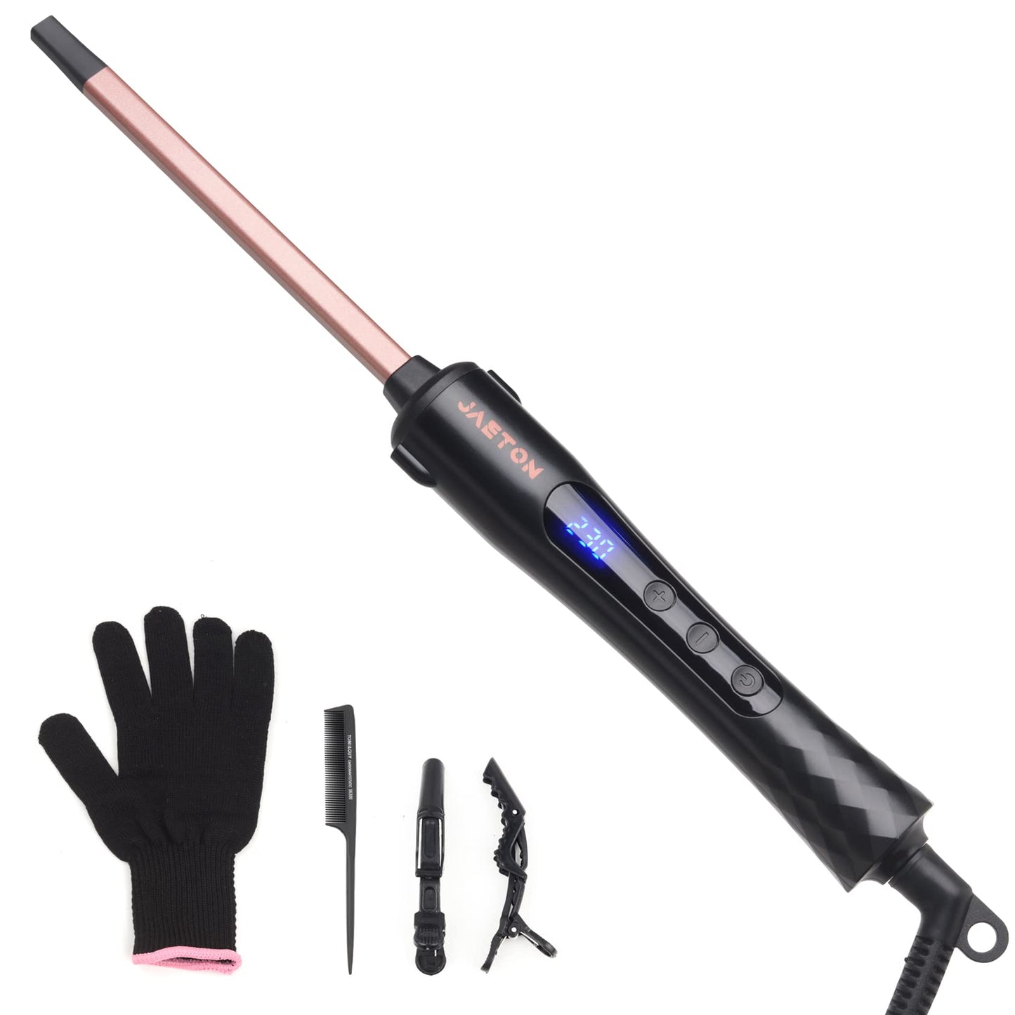Curling Wand 9MM, Thin Curling Iron, Tight Curls LCD Display 100-230?C, Tourmaline Ceramic Barrel 30 Second Heat Up, Long&Short Hair Culer Pro Curling